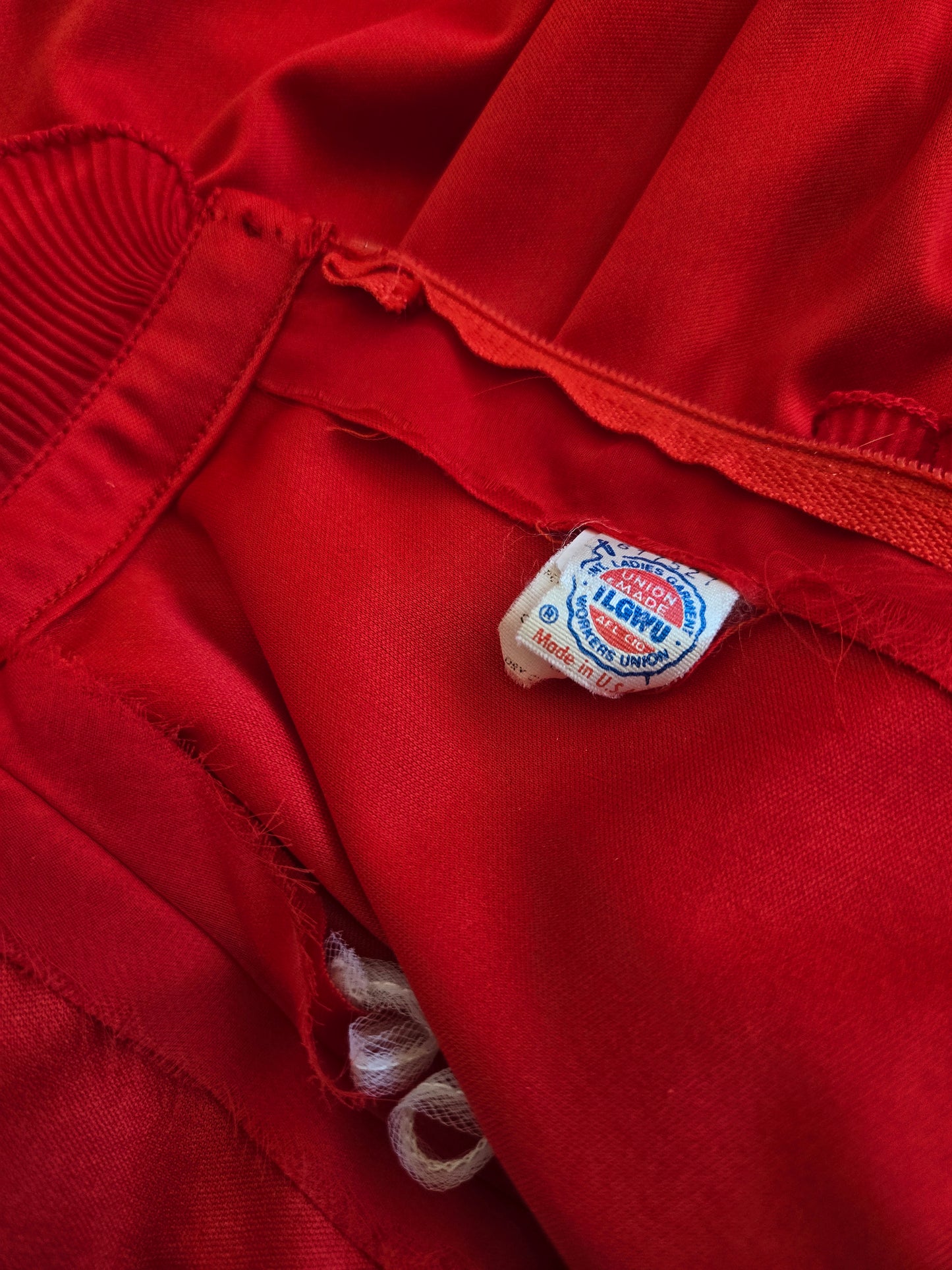 Vintage 1970s Red Dress with Ruffle Front Detail - small