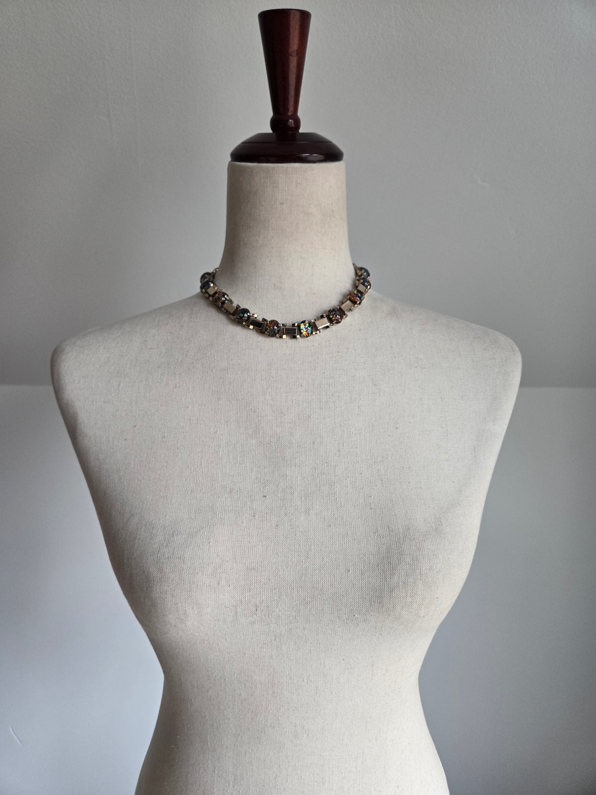 Vintage Confetti Glass Cab Choker Necklace