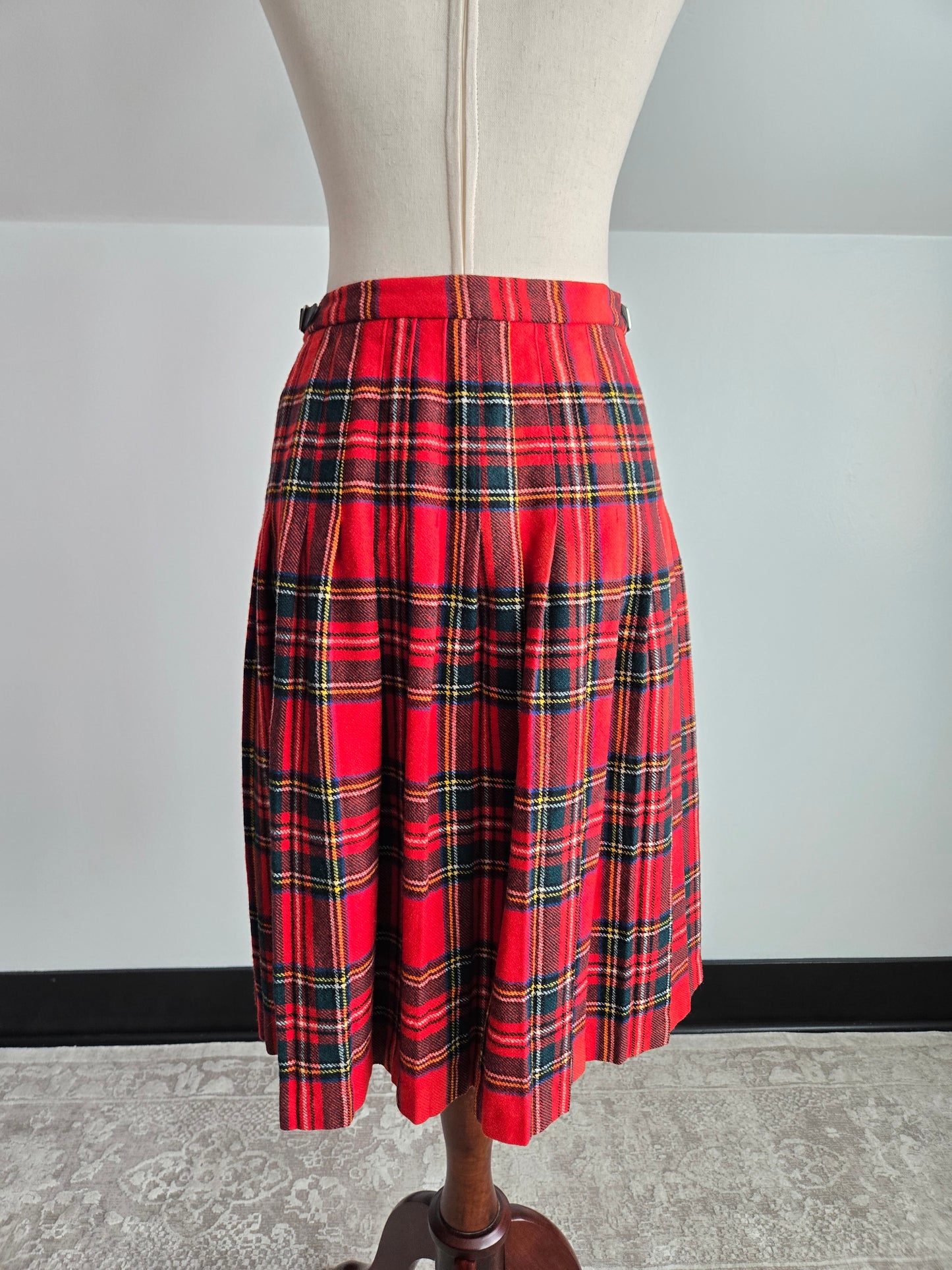 Pitlochry Scottish Wool Stewart Plaid Skirt - W26-28"