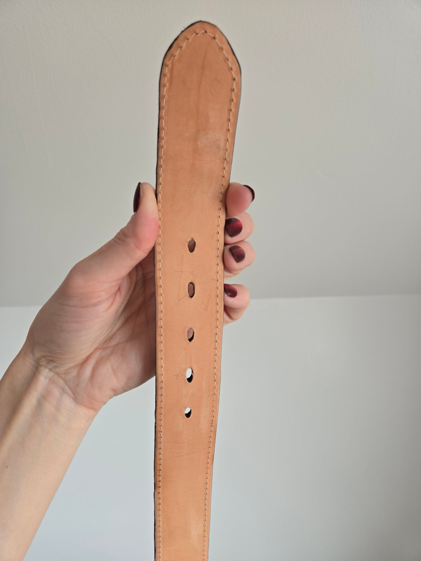 Vintage Genuine Caiman Leather Patchwork Belt - W39-44"
