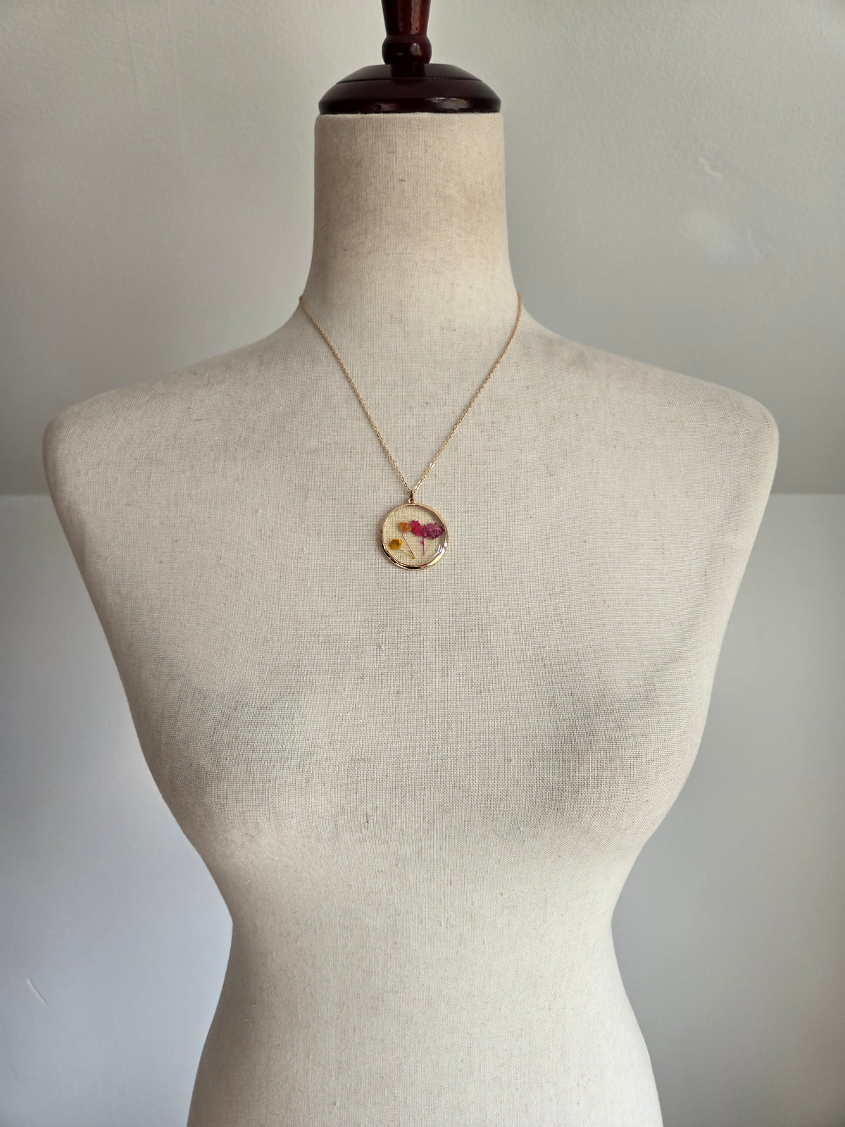 Pressed Flowers Pendant Necklace