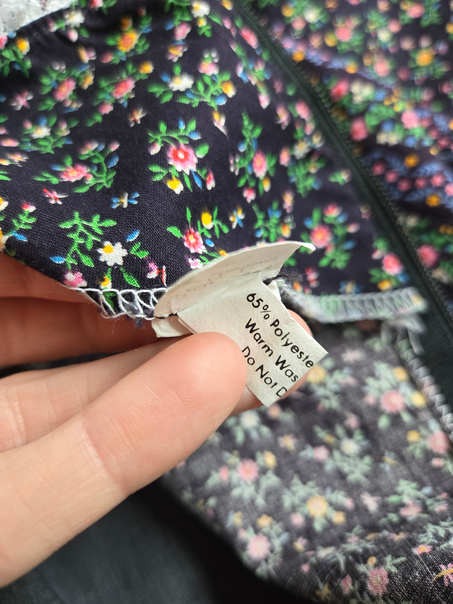 Petite Fashions Vintage 60s Velvet and Floral Prairie Dress - XS