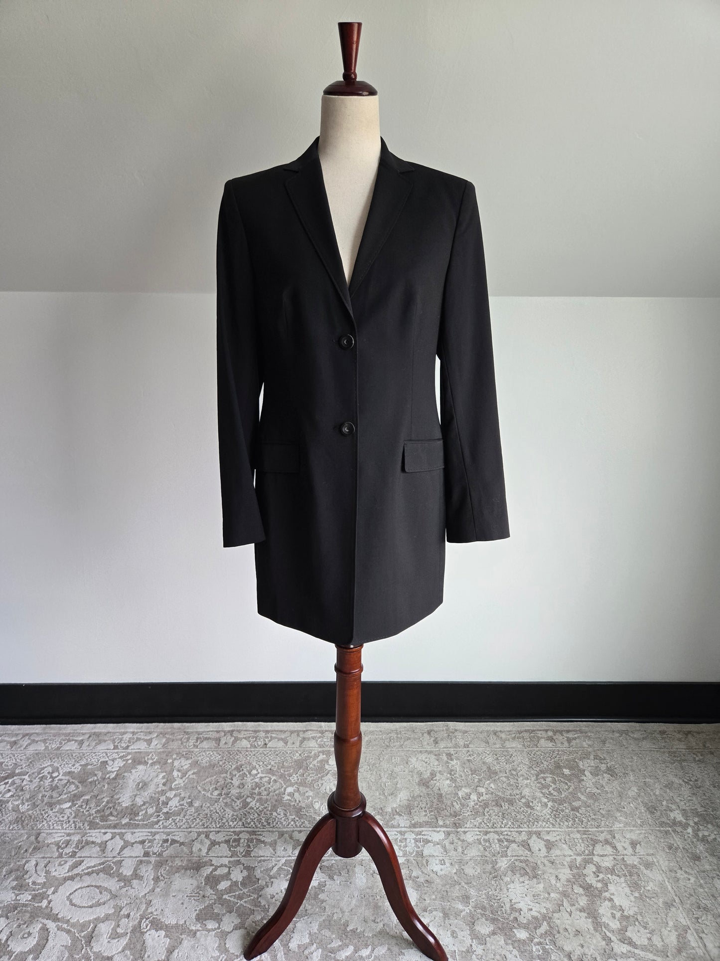 Piazza Sempione Designer Long Black Blazer Made in Italy - M/L