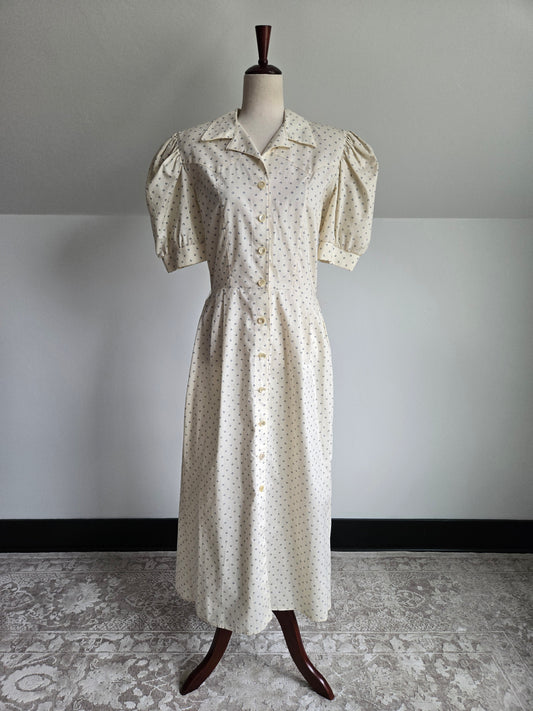 Trego's Westwear Vintage Cotton Dress with Horseshoe Print - Large