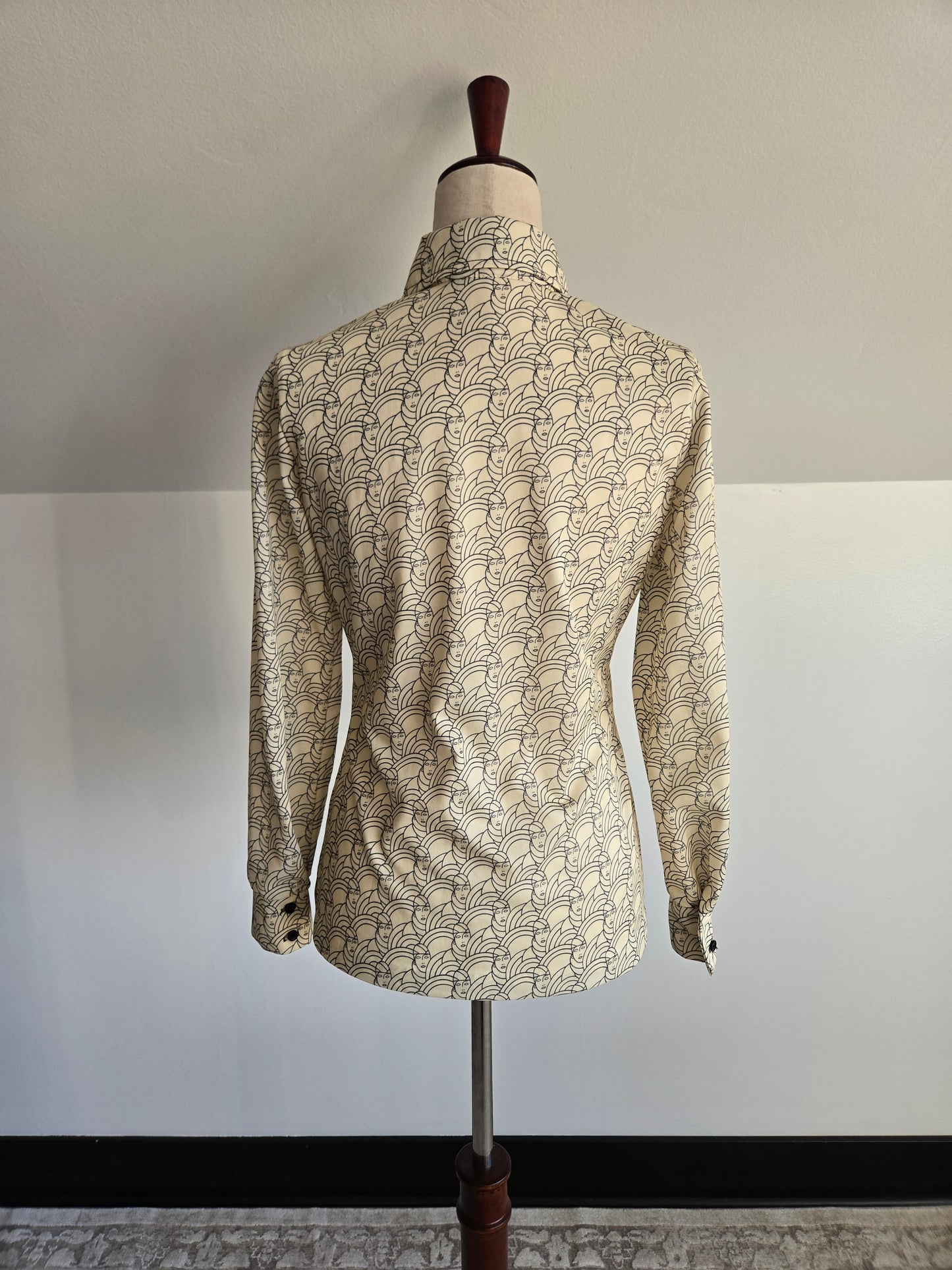 Jack Winter Vintage Art Deco Novelty Print Top - Small