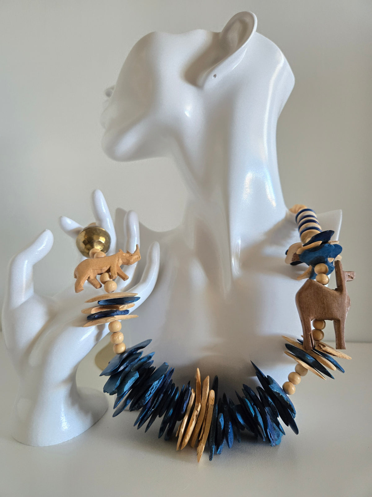 Safari Babe Wood Necklace - Blue