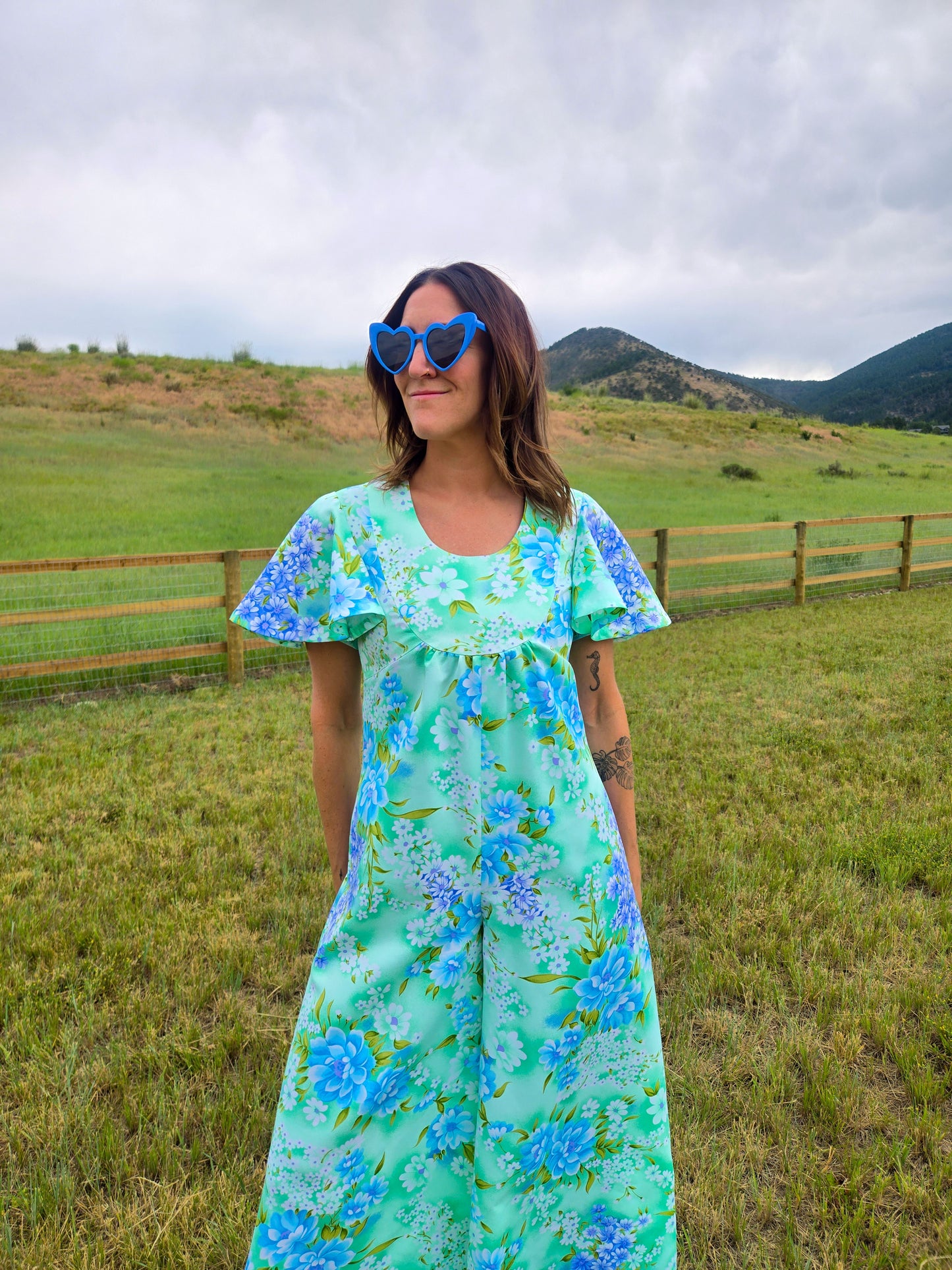 Vintage 1960s Flower Power Jumpsuit - S/M