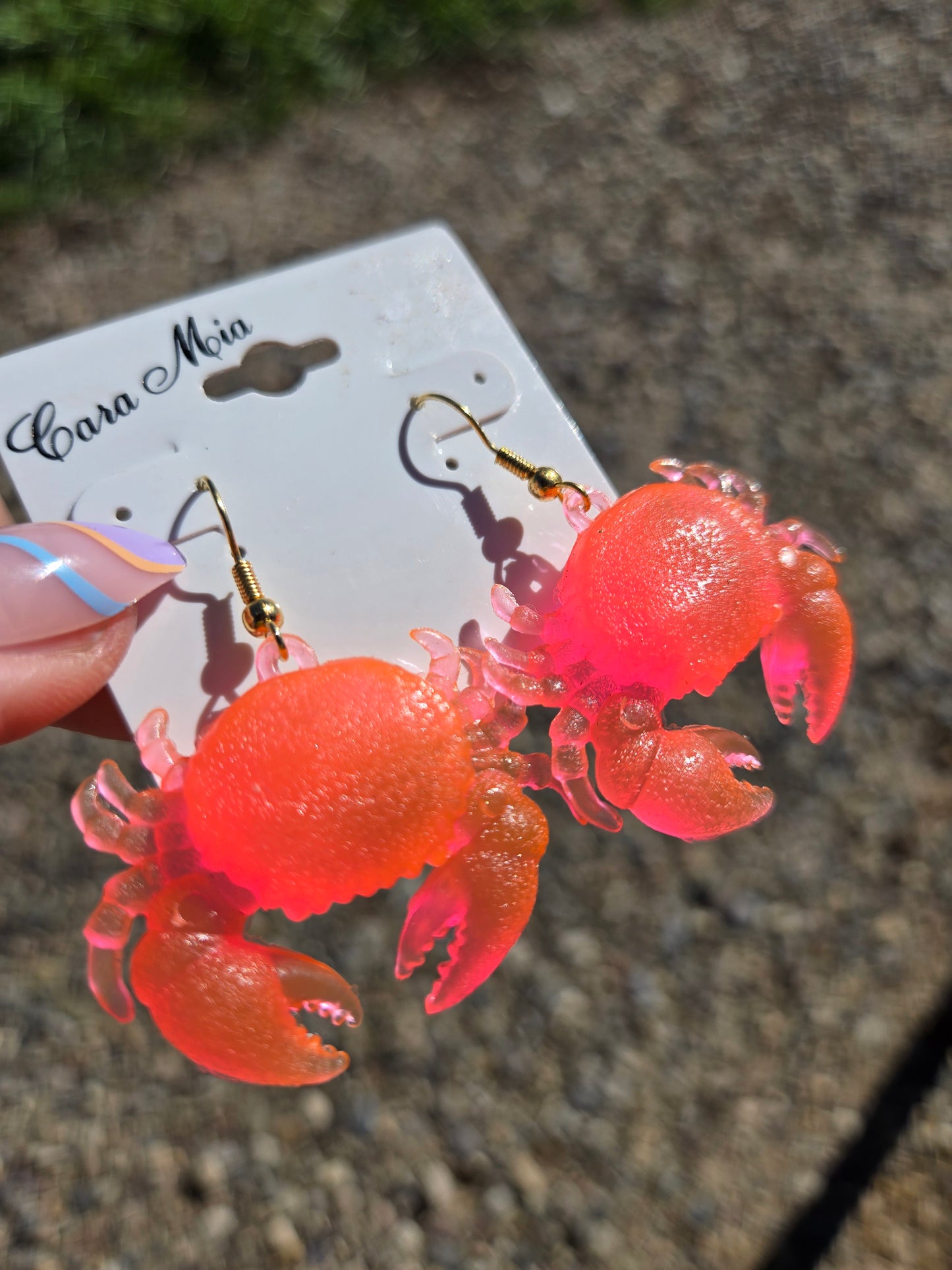 Deadstock Cara Mia Coral Rubber Crab Earrings - #1