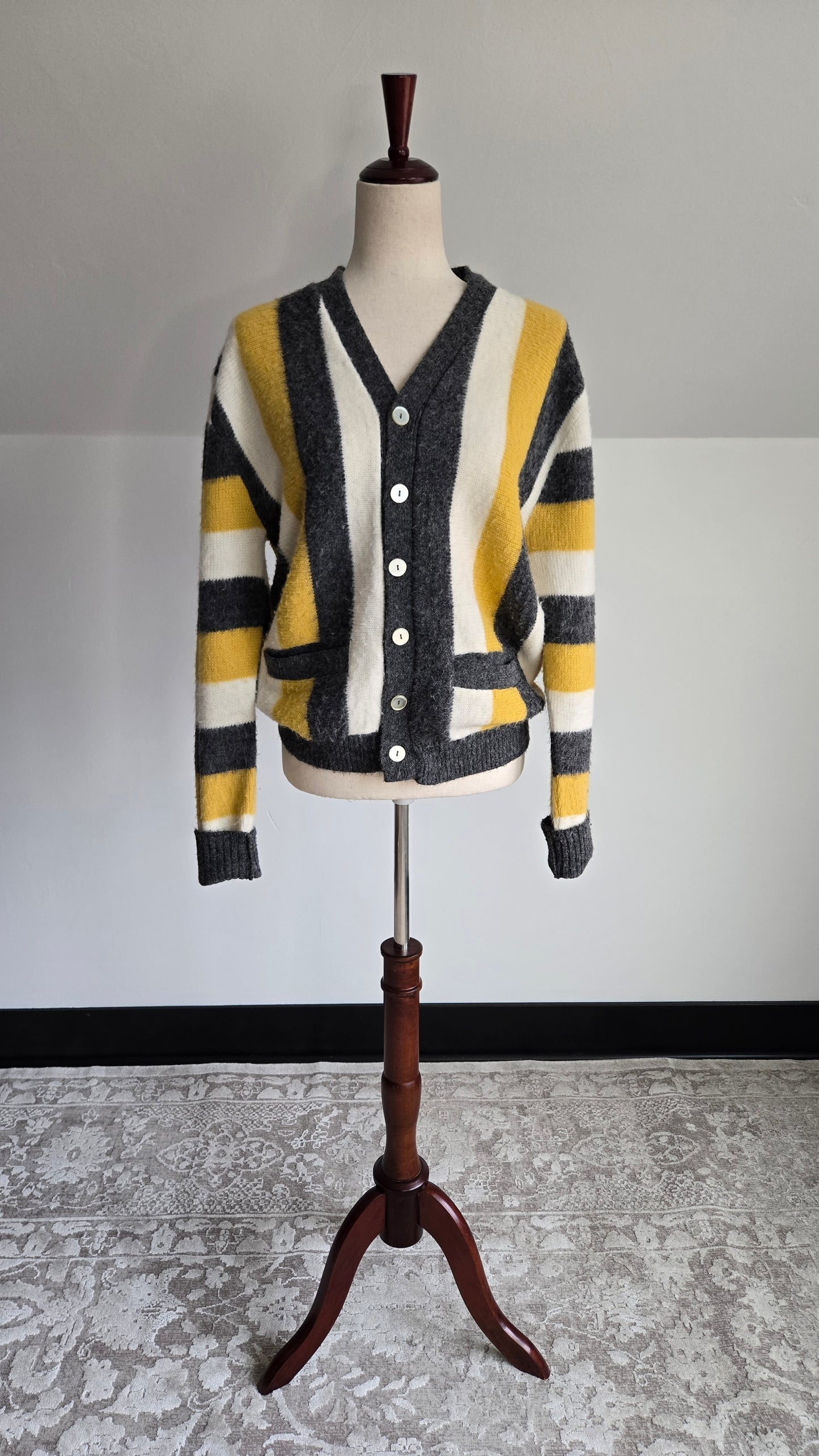 Rare 1960s Campus Luxury Line Pure Orlon Acrylic Striped Cardigan - medium
