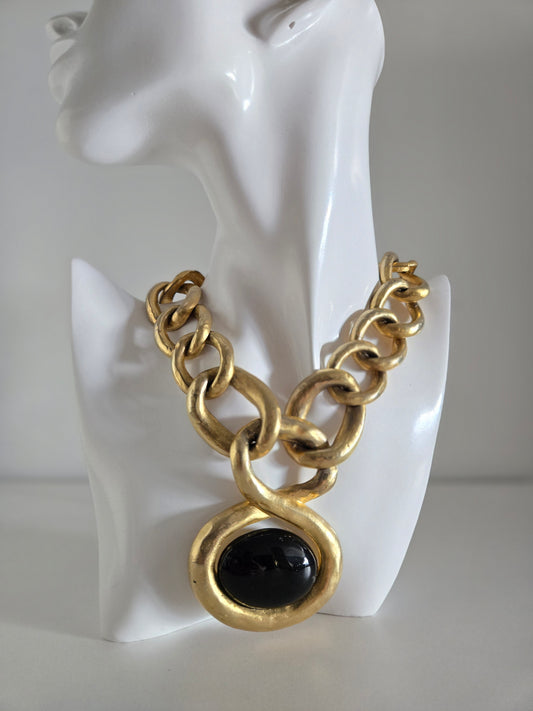 Vintage Chunky Bold Mama Black Cab Necklace