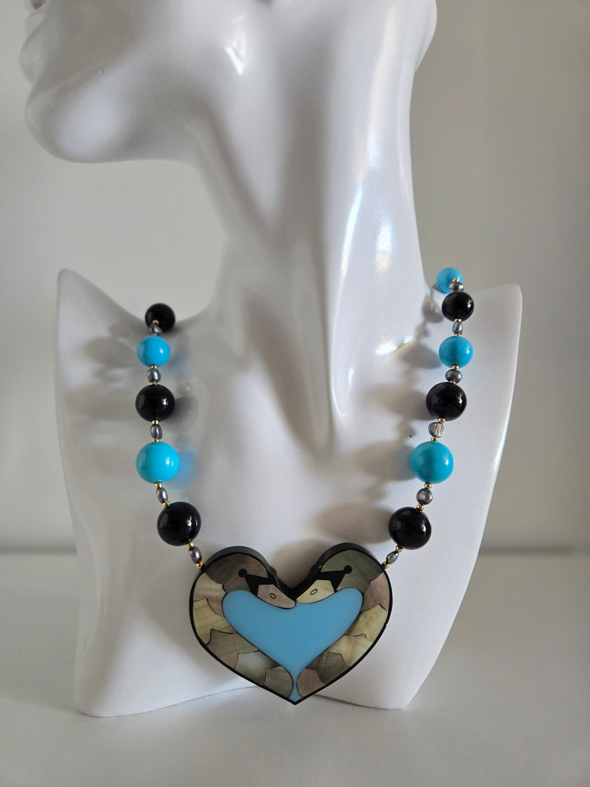 Lee Sands Vintage Double Swan Heart Necklace