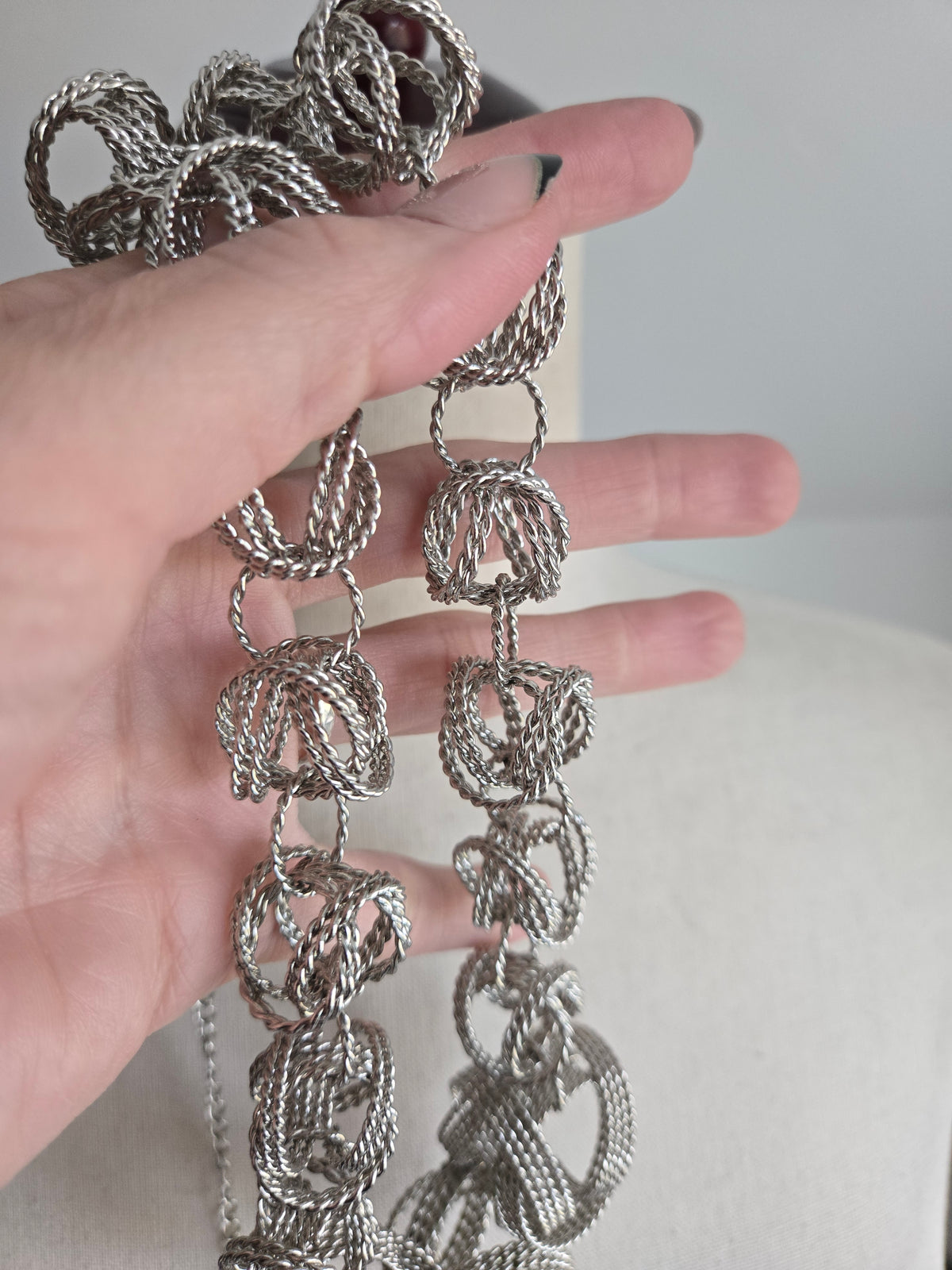 Vintage Funky Silver Ball Statement Necklace