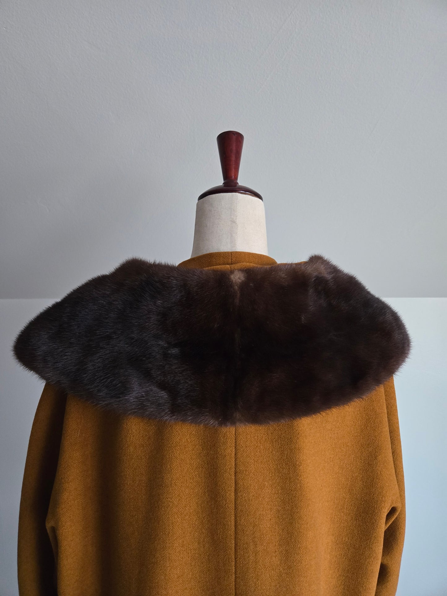 Vintage 1950s Rothmoor Wool Church Coat with Mink Fur Collar - XL/2XL