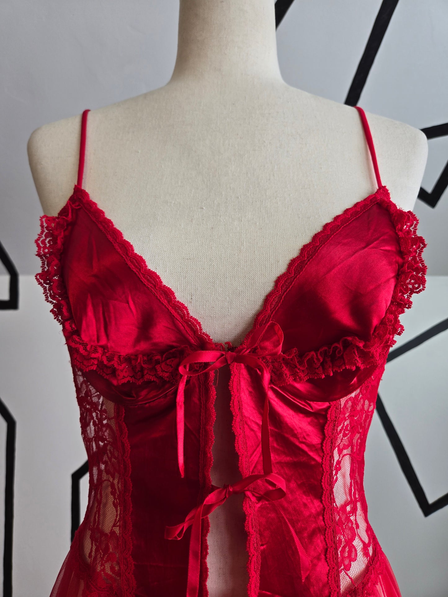 Frederick's of Hollywood Vintage Red Vampire Lingerie Dress - small