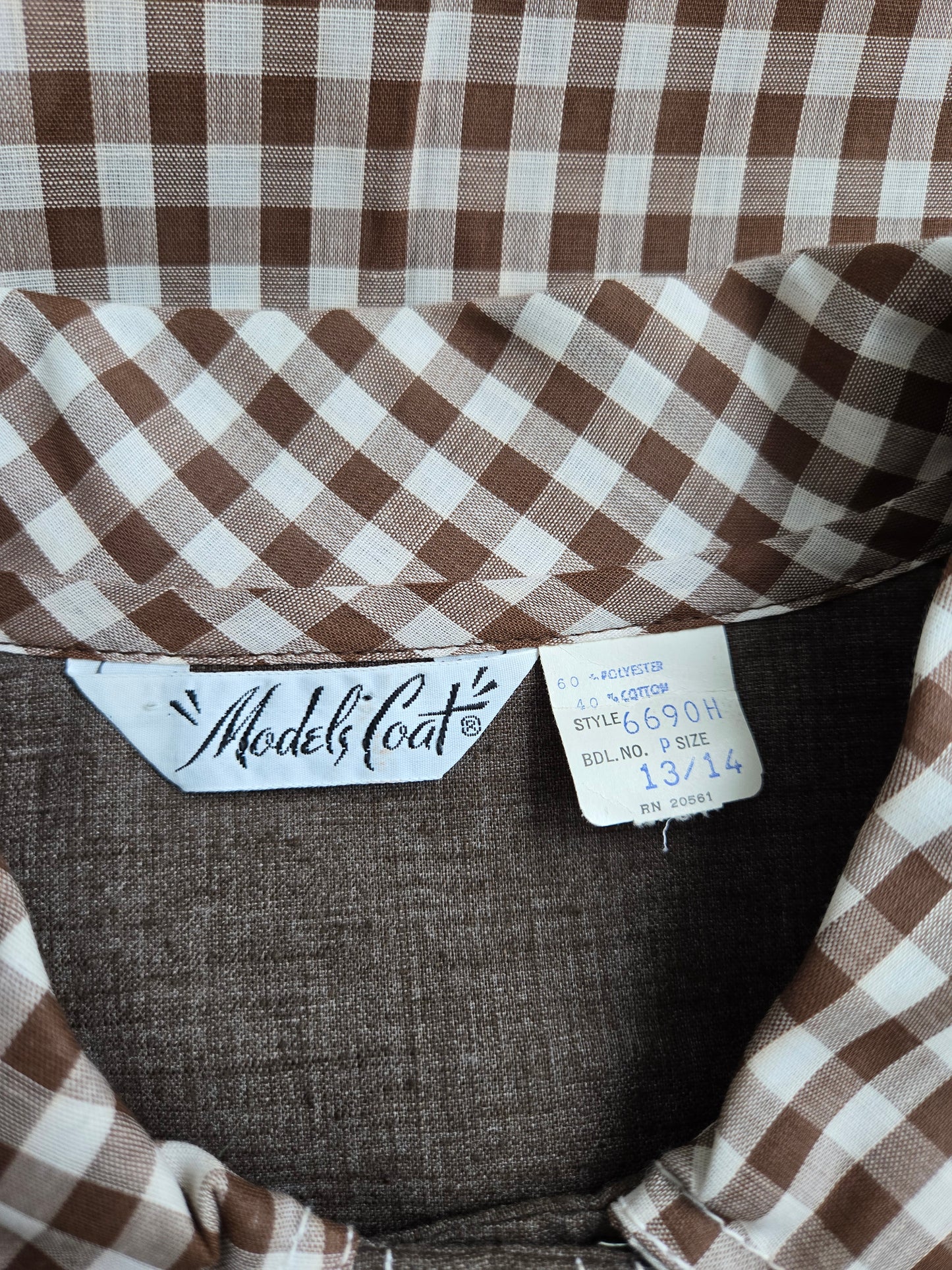 Deadstock Models Coat Brown Gingham House Coat - large