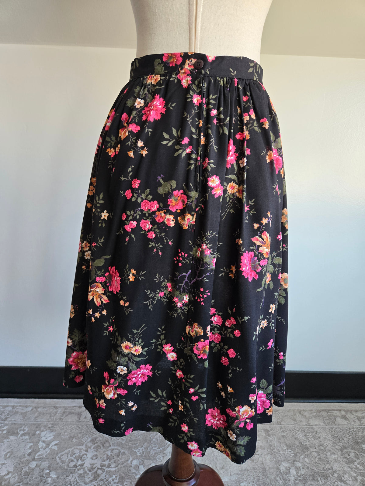 Vintage Worthington Rayon Floral Midi Skirt - W26