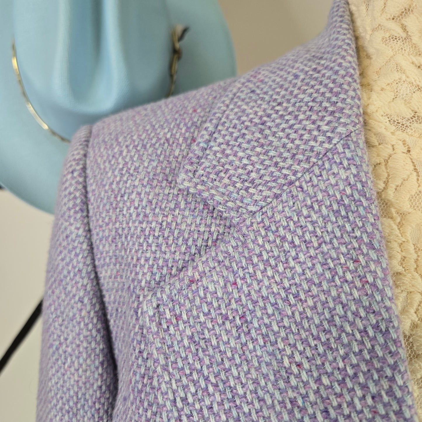 Chadwick's Wool Blend Lavender and Blue Tweed Blazer - Size 10