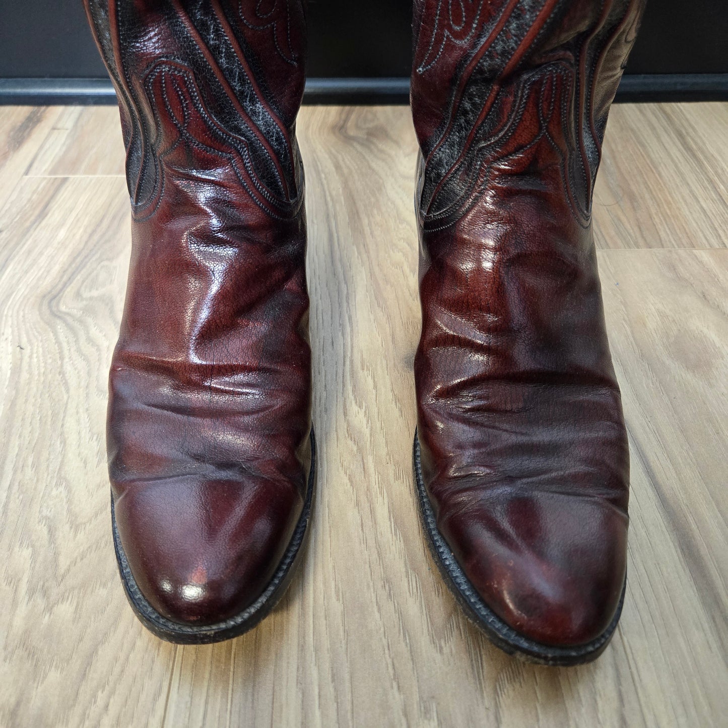Lucchese San Antonio Black Cherry Leather Western Boots