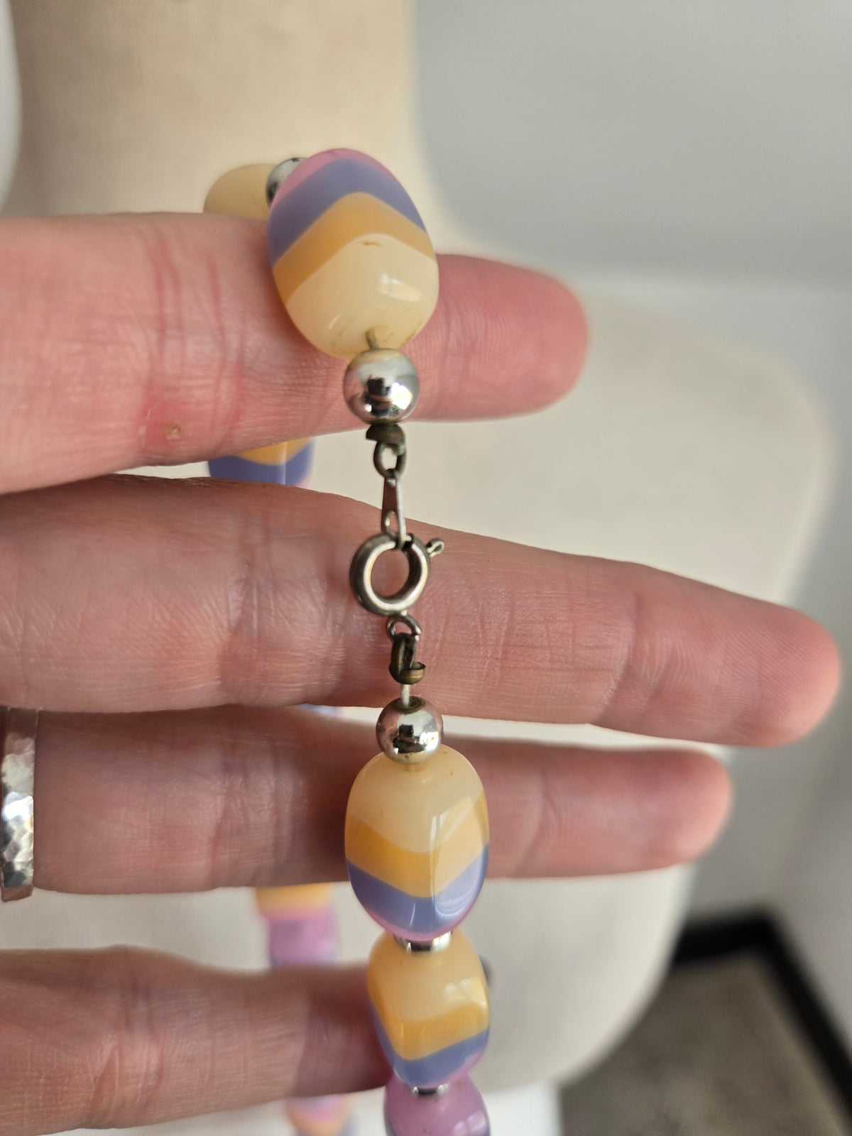 Vintage Colorful Acrylic Bead Statement Necklace