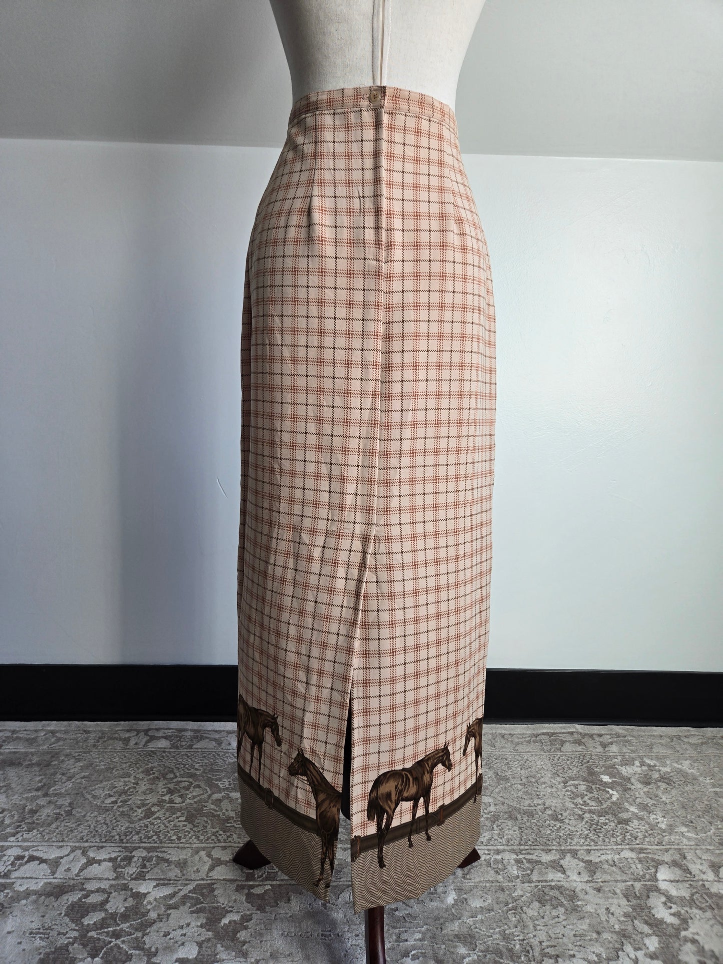 Vintage 90s Intriguing Threads Equestrian Horse Maxi Skirt - W29"