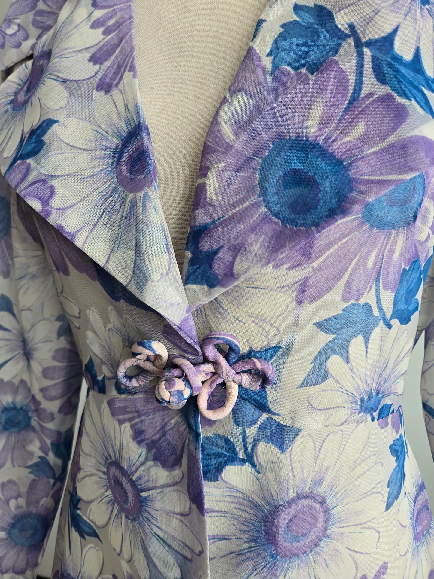 Vintage 70s Shear Floral Duster - Small