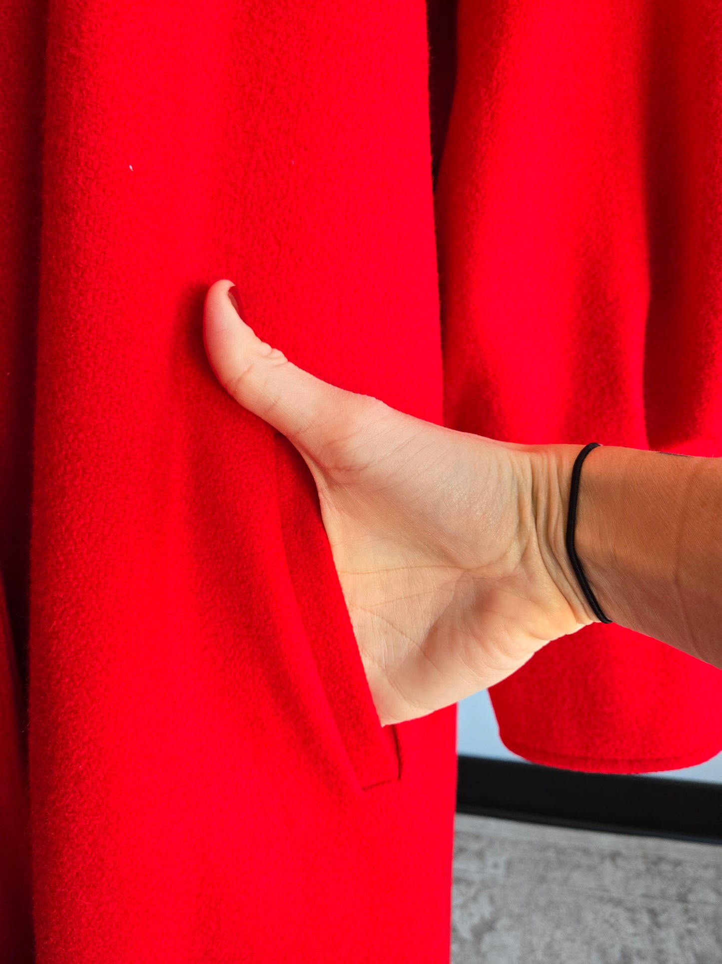 Lady Suzette Vintage 80s Edwardian Revival Bright Red Wool Over Coat - L/XL