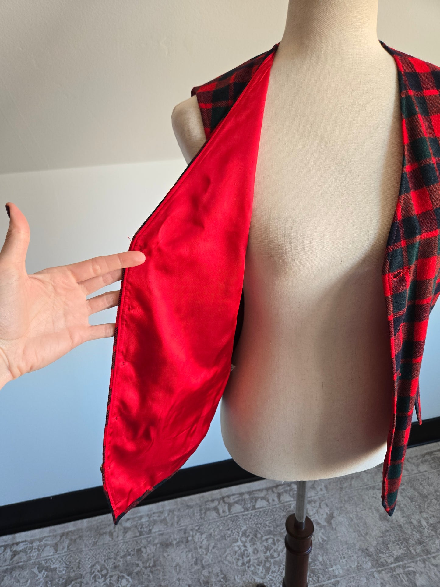 Pendleton Vintage Red Plaid Virgin Wool Vest - M/L