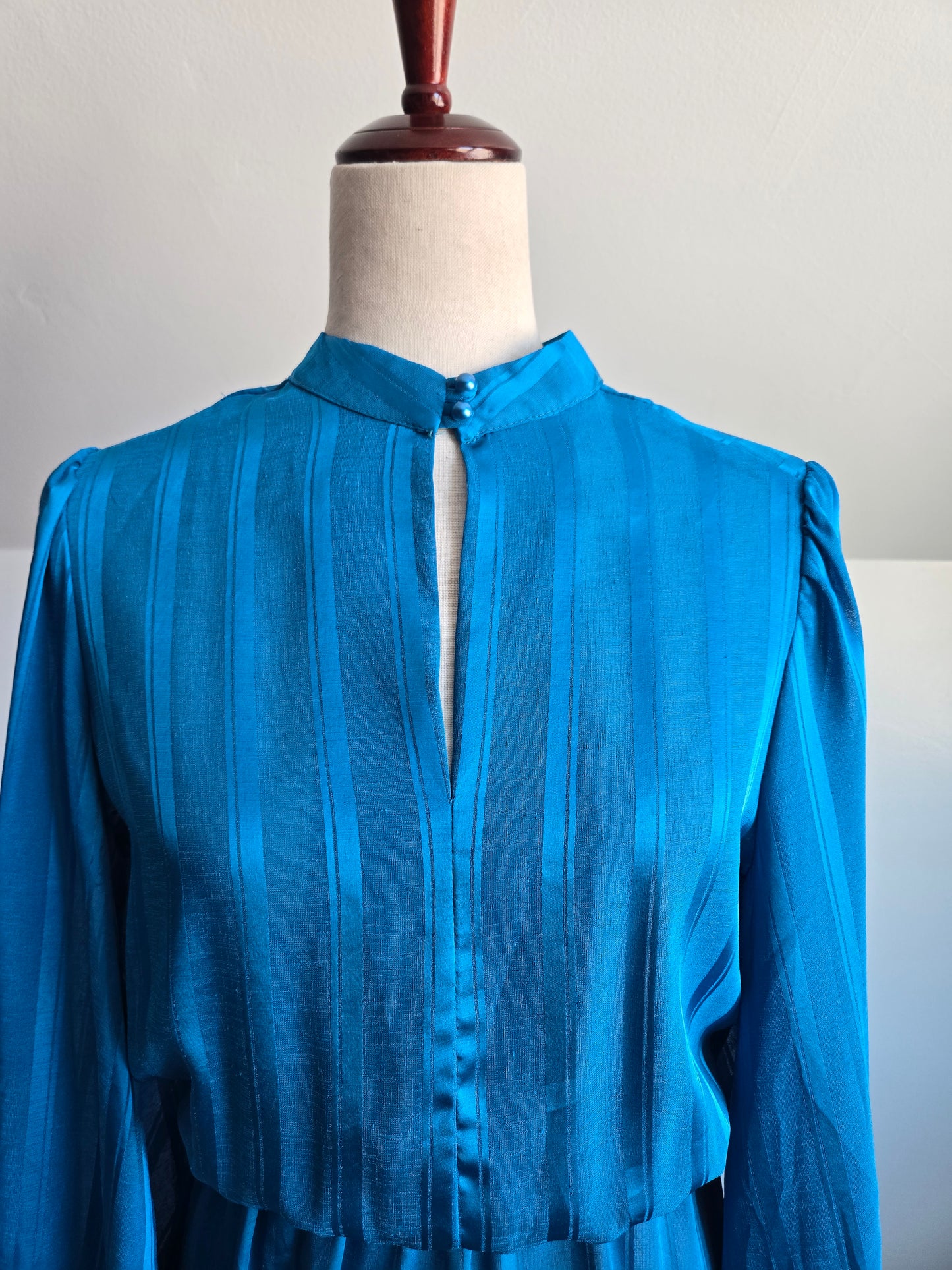 Miss Oops California Vintage 80s Blue Stripe Dress - small