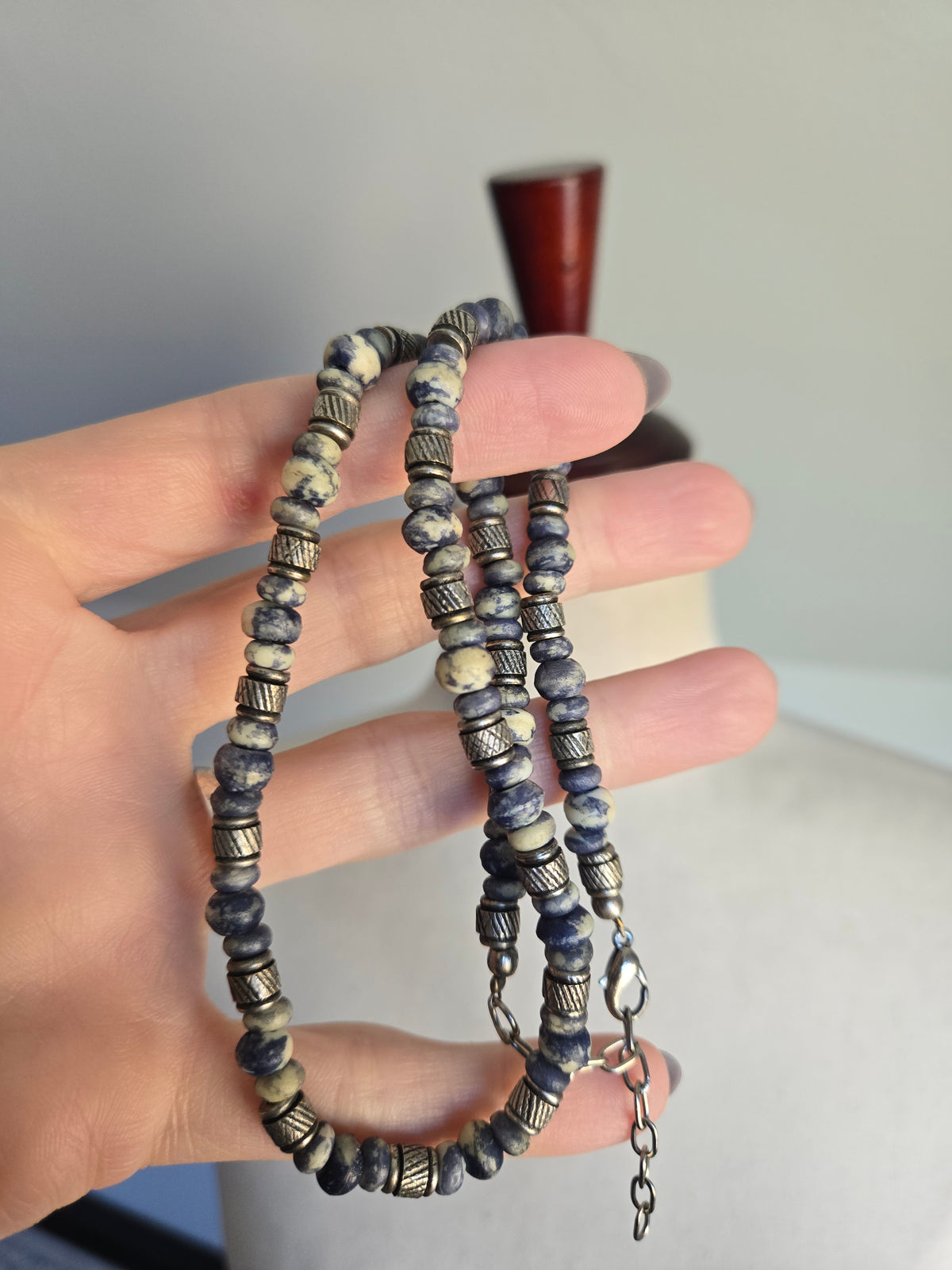 Navy Beaded Boho Necklace