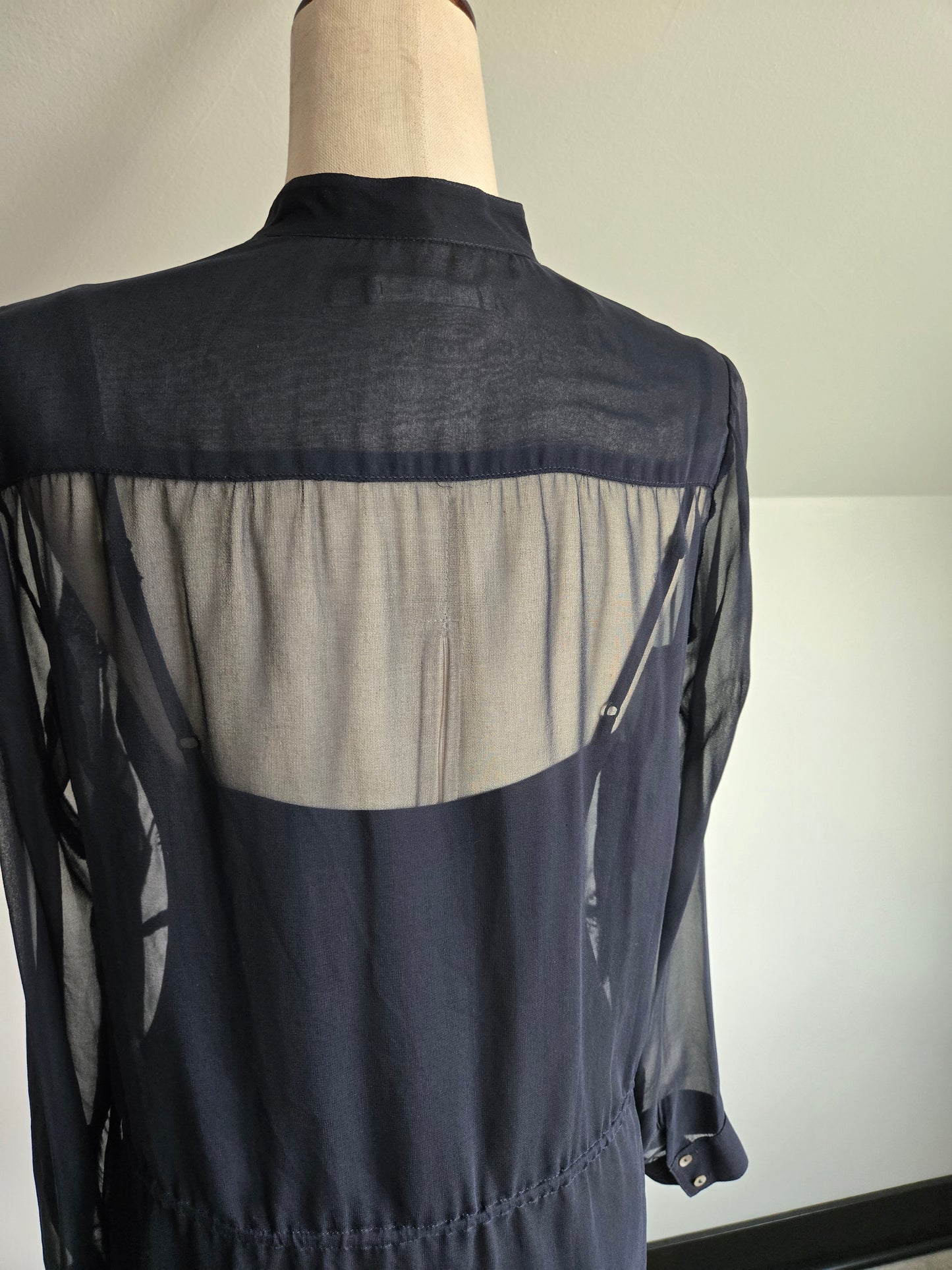 Bailey 44 Silk Black Sheer Embroidered Dress - S/M