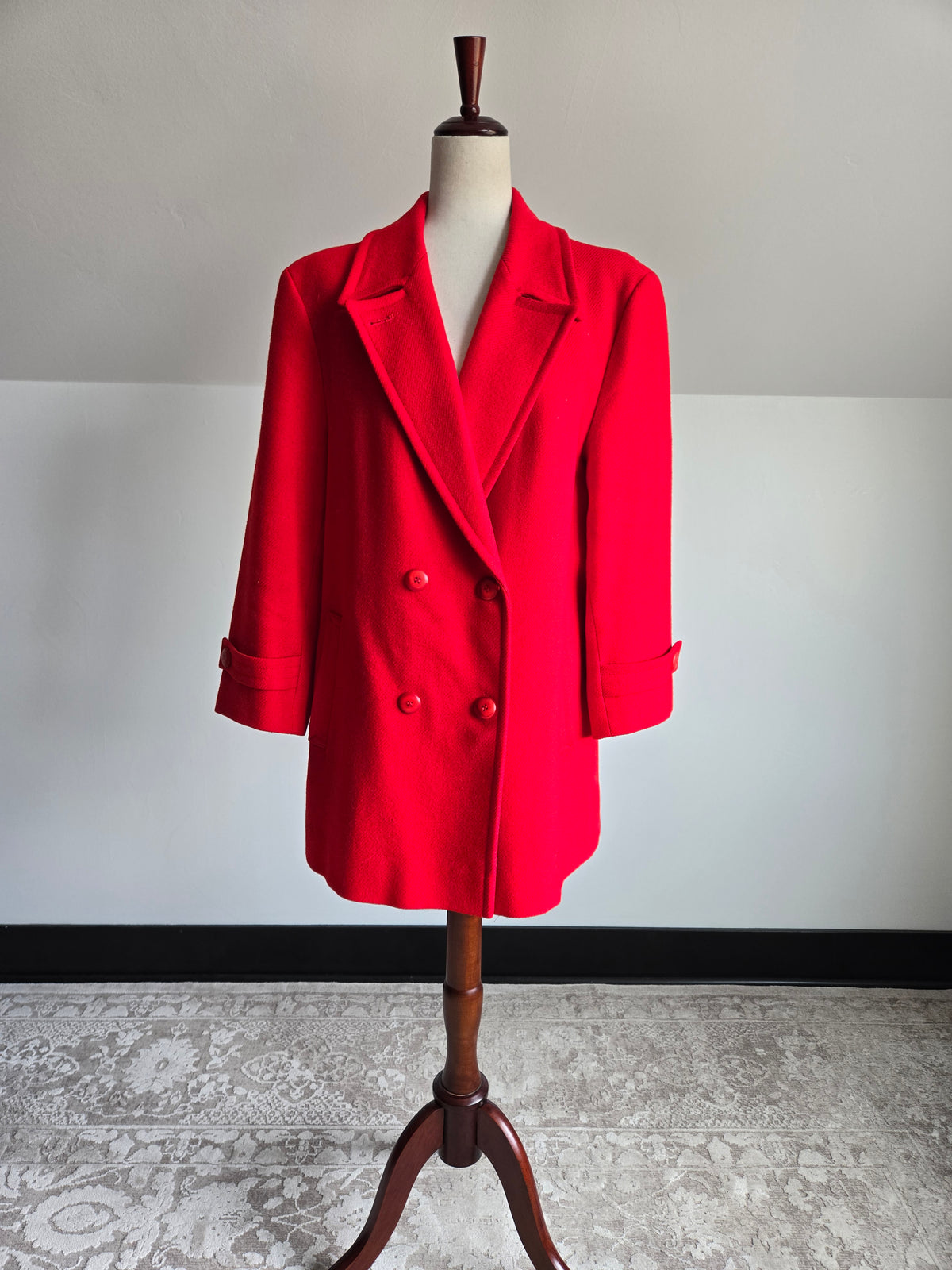 Vintage Pendleton Bright Red Wool Coat - Size 12