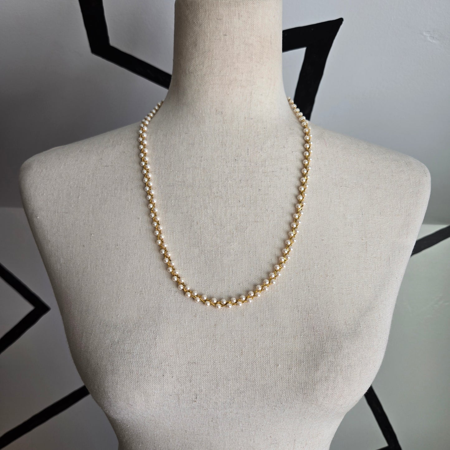 Vintage Gold and Pearls Braided Necklace