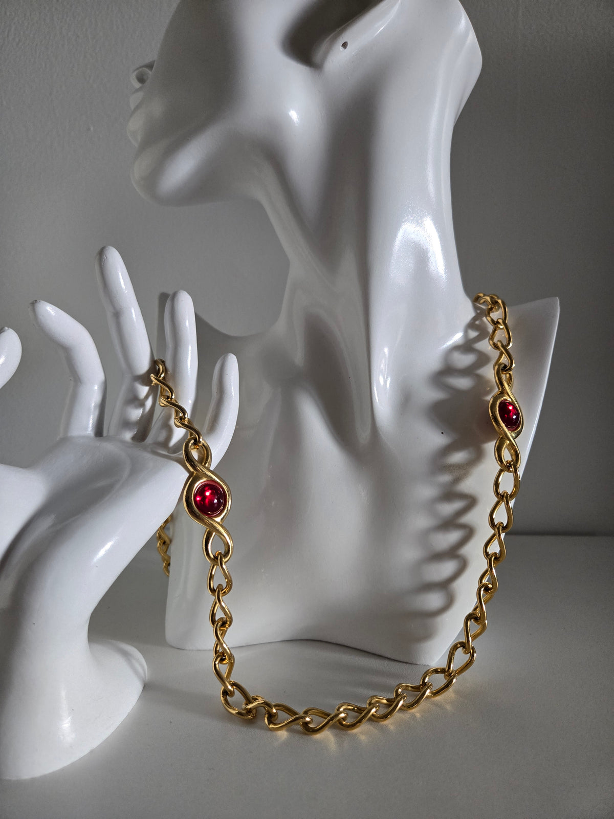 Napier Gold and Red Cabochon Necklace