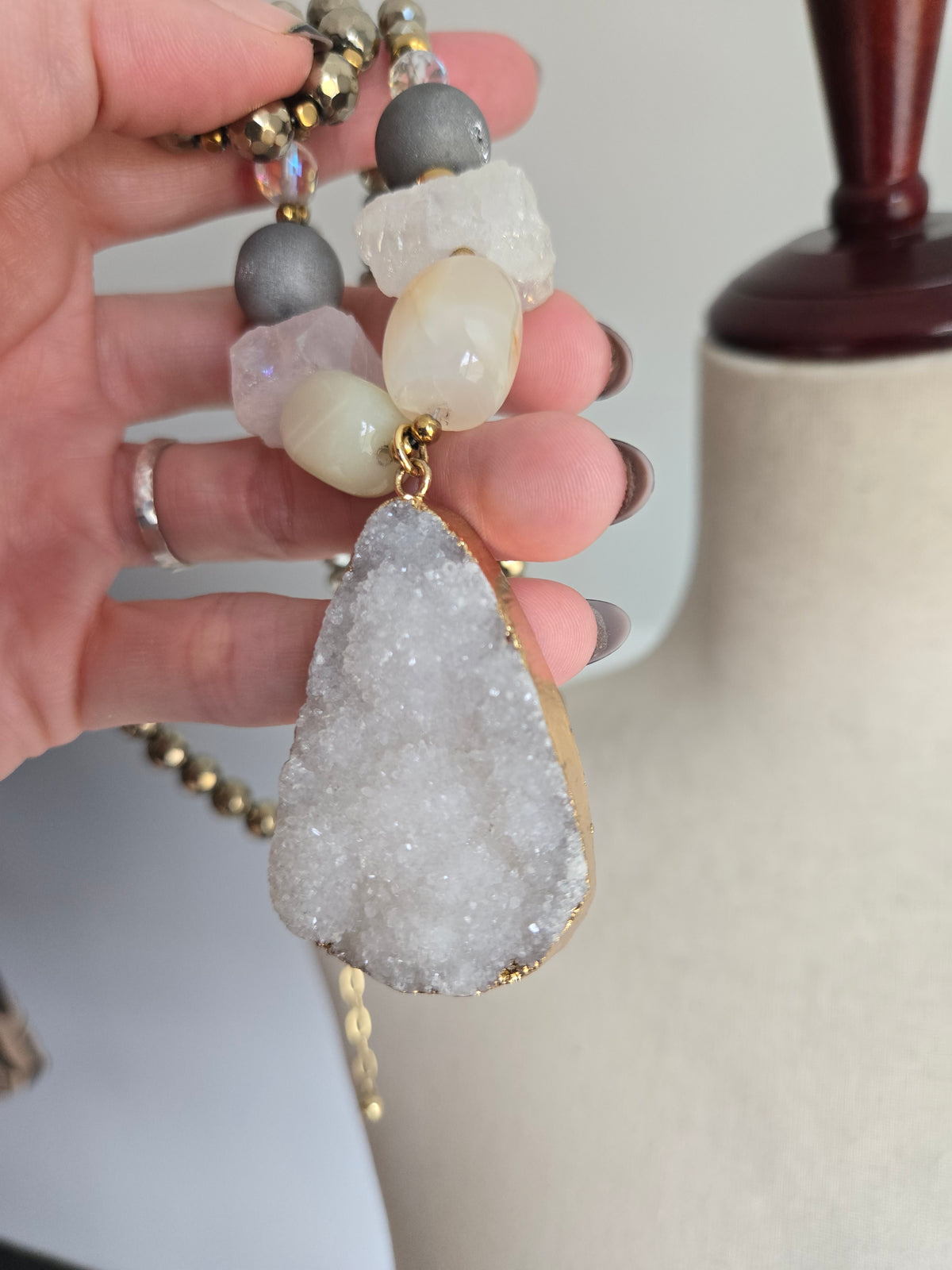 Large Chunky Druzy Statement Necklace