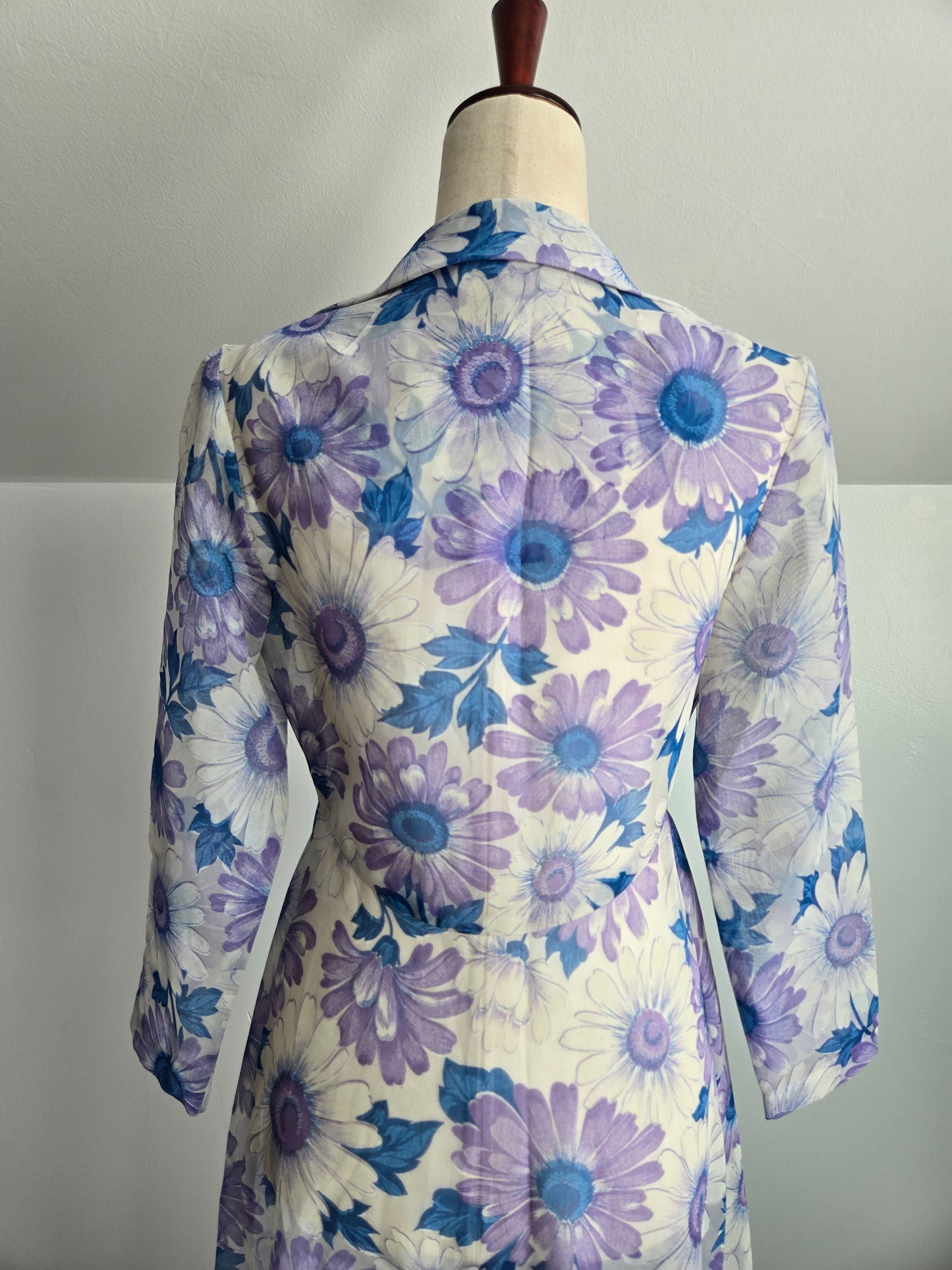 Vintage 70s Shear Floral Duster - Small