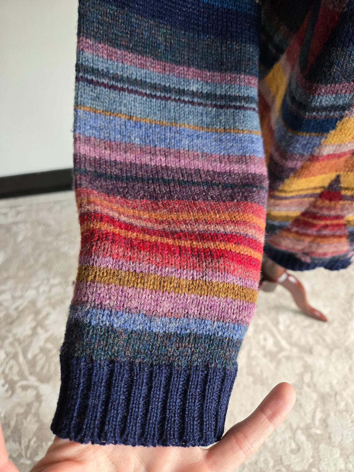 Vintage Eddie Bauer Colorful Patterned Wool Cardigan - L/XL