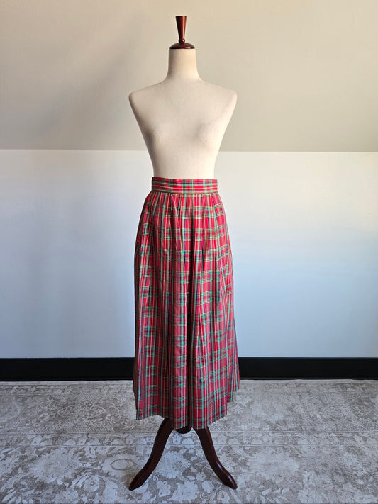 Charter Club Vintage Red Plaid Taffeta Skirt - S/M