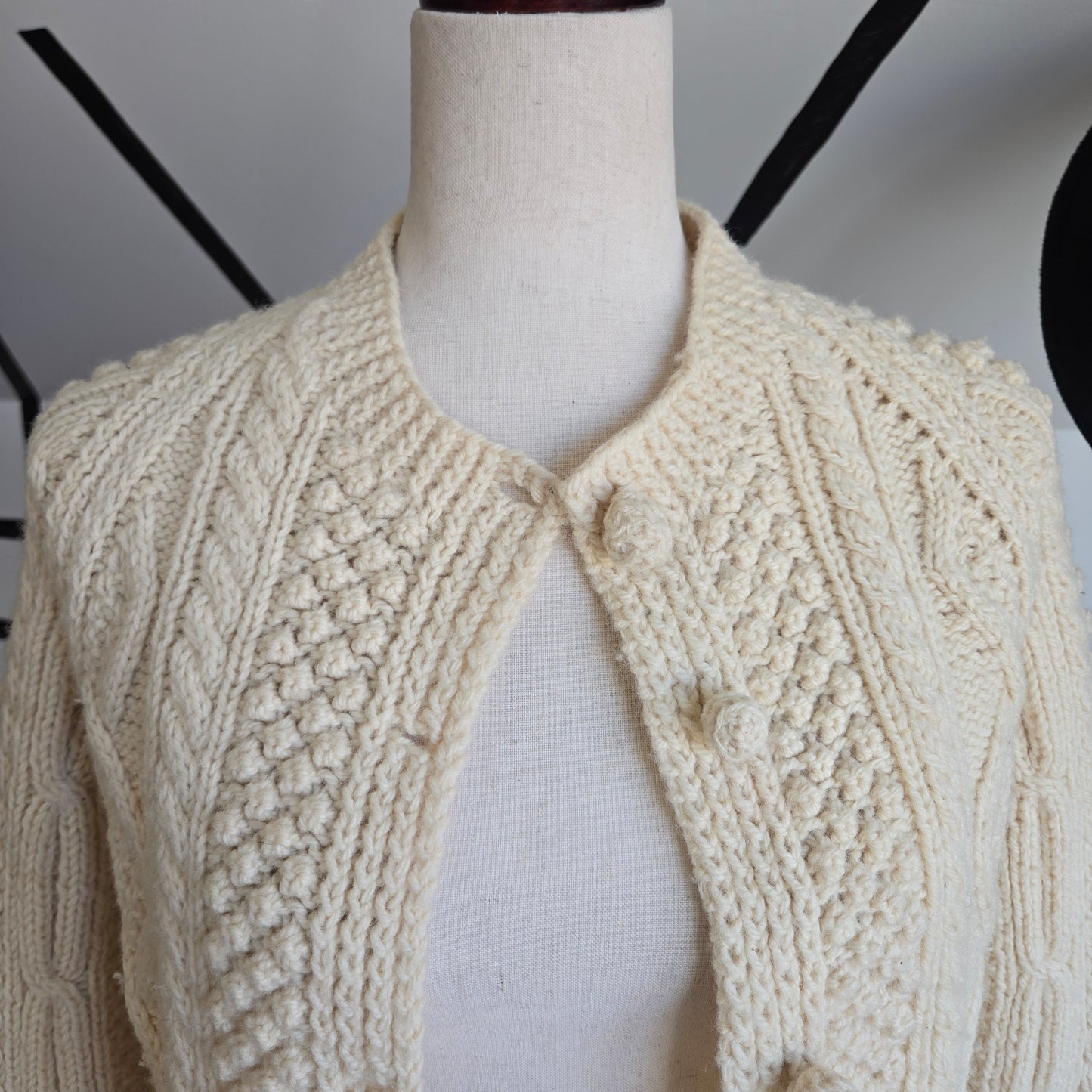 Creation Boutique Dublin Vintage Hand Knit in Ireland Wool Cardigan Sweater -