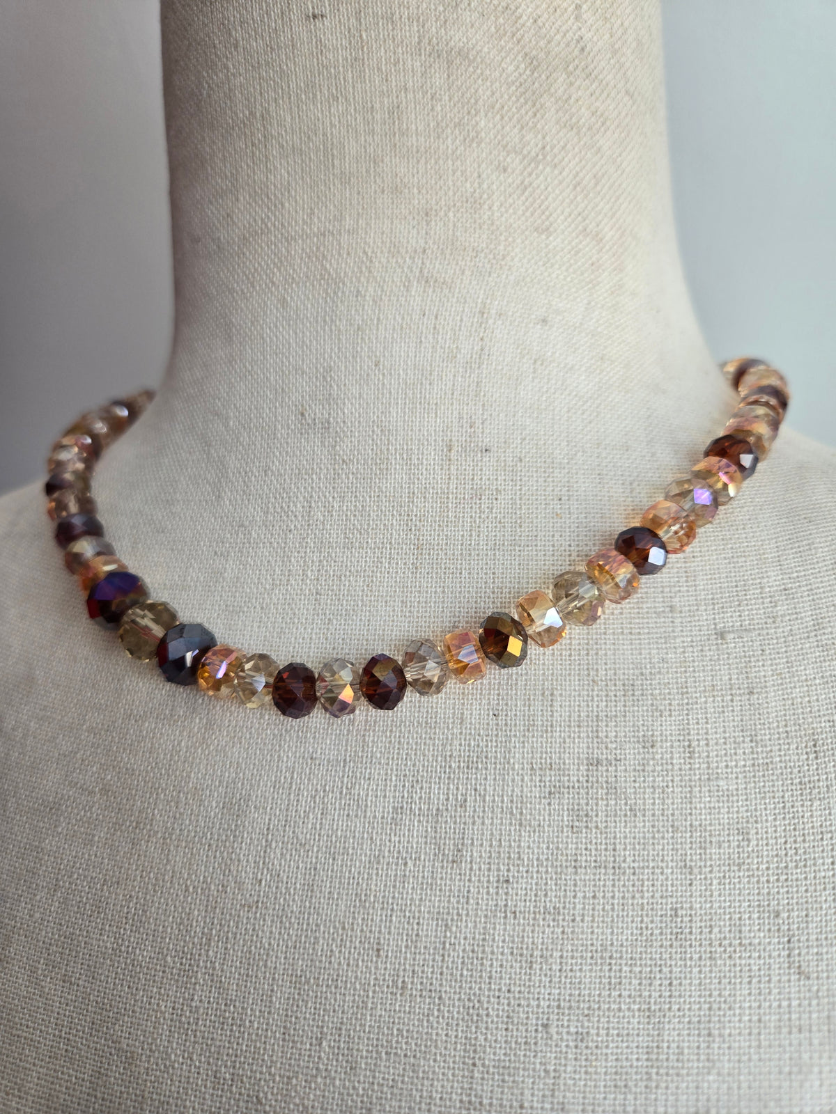 Multi Color Neutrals Glass AB Crystal Necklace