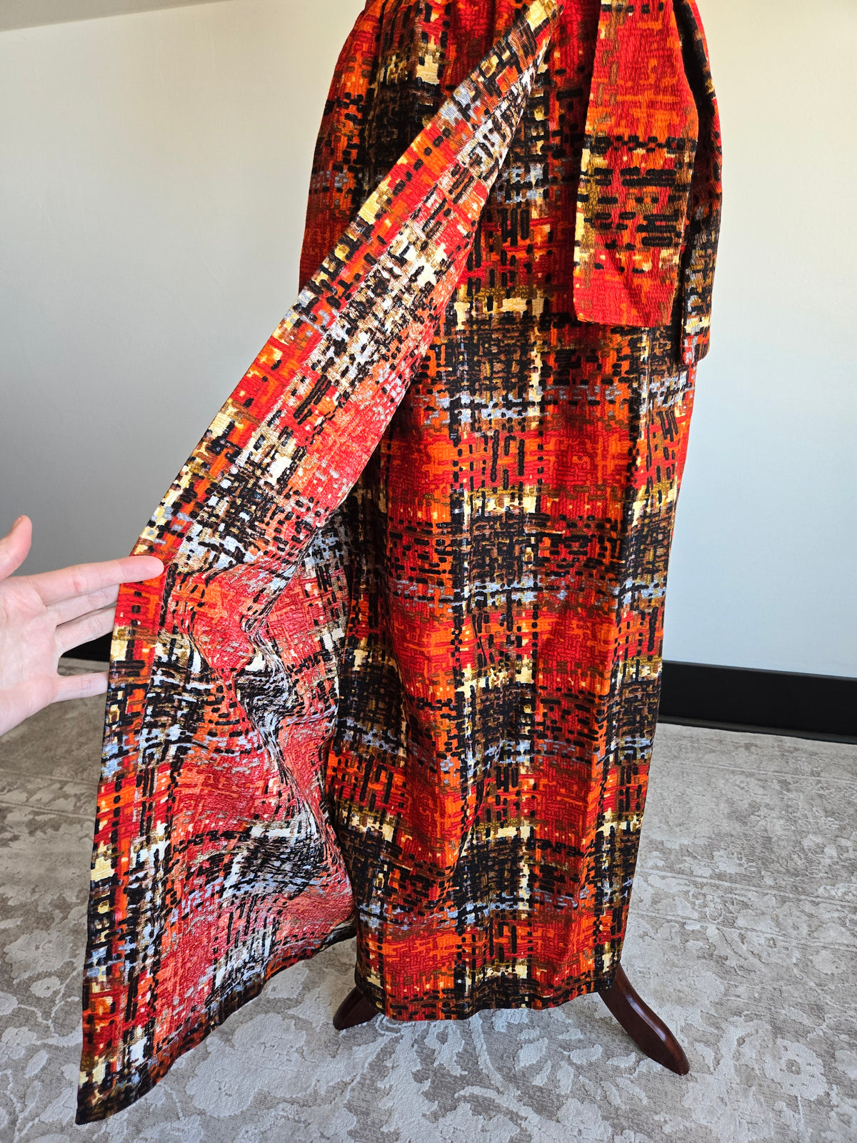 Vintage 70s Beverly Vogue Cotton Barkcloth Plaid Wrap Skirt - W26