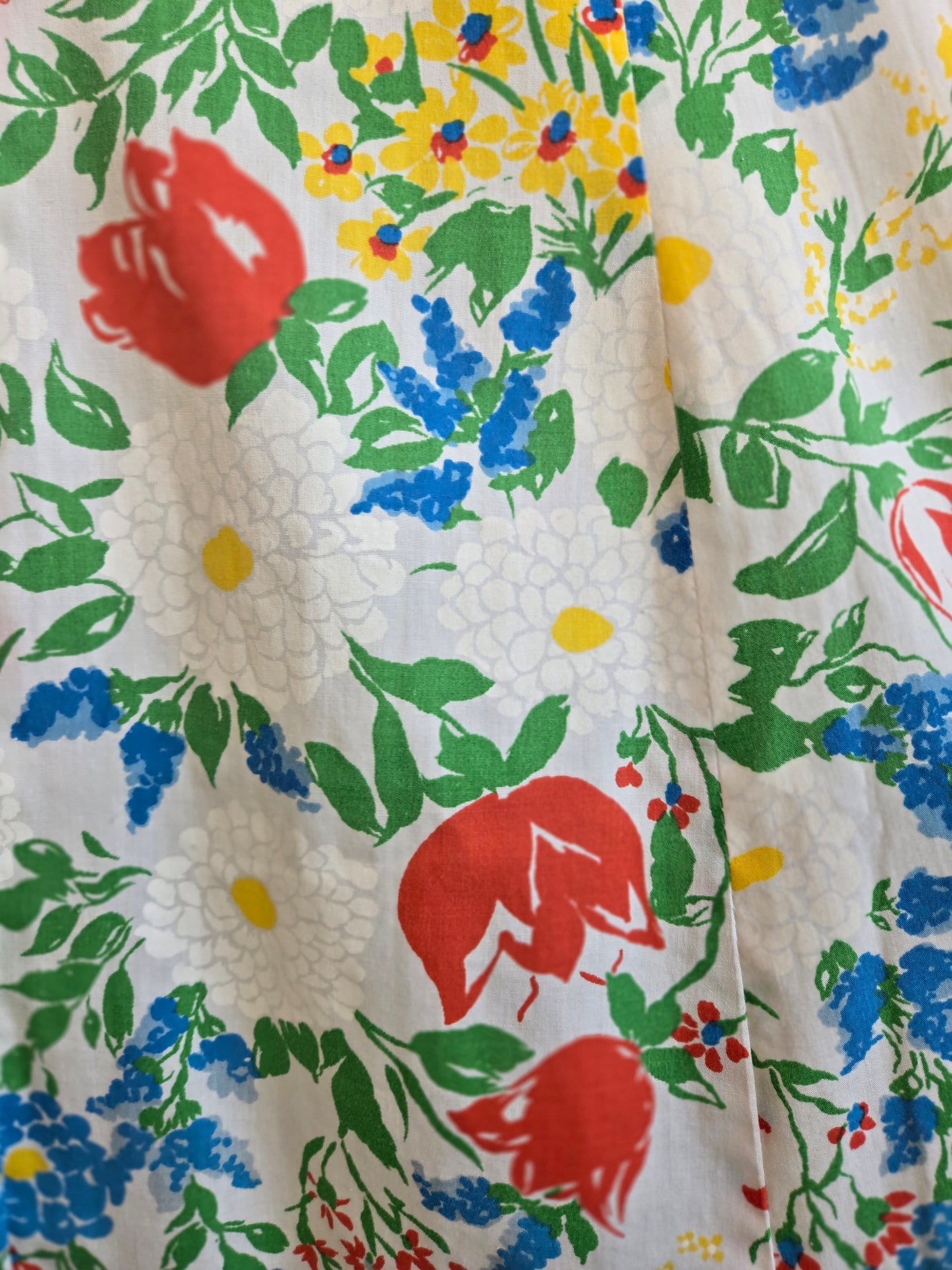 New Perspective Vintage 60s White Floral Cotton Dress - large