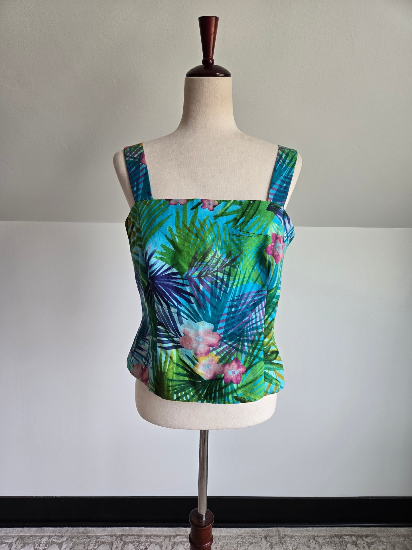 Maggy London Cotton/Linen Floral Tank