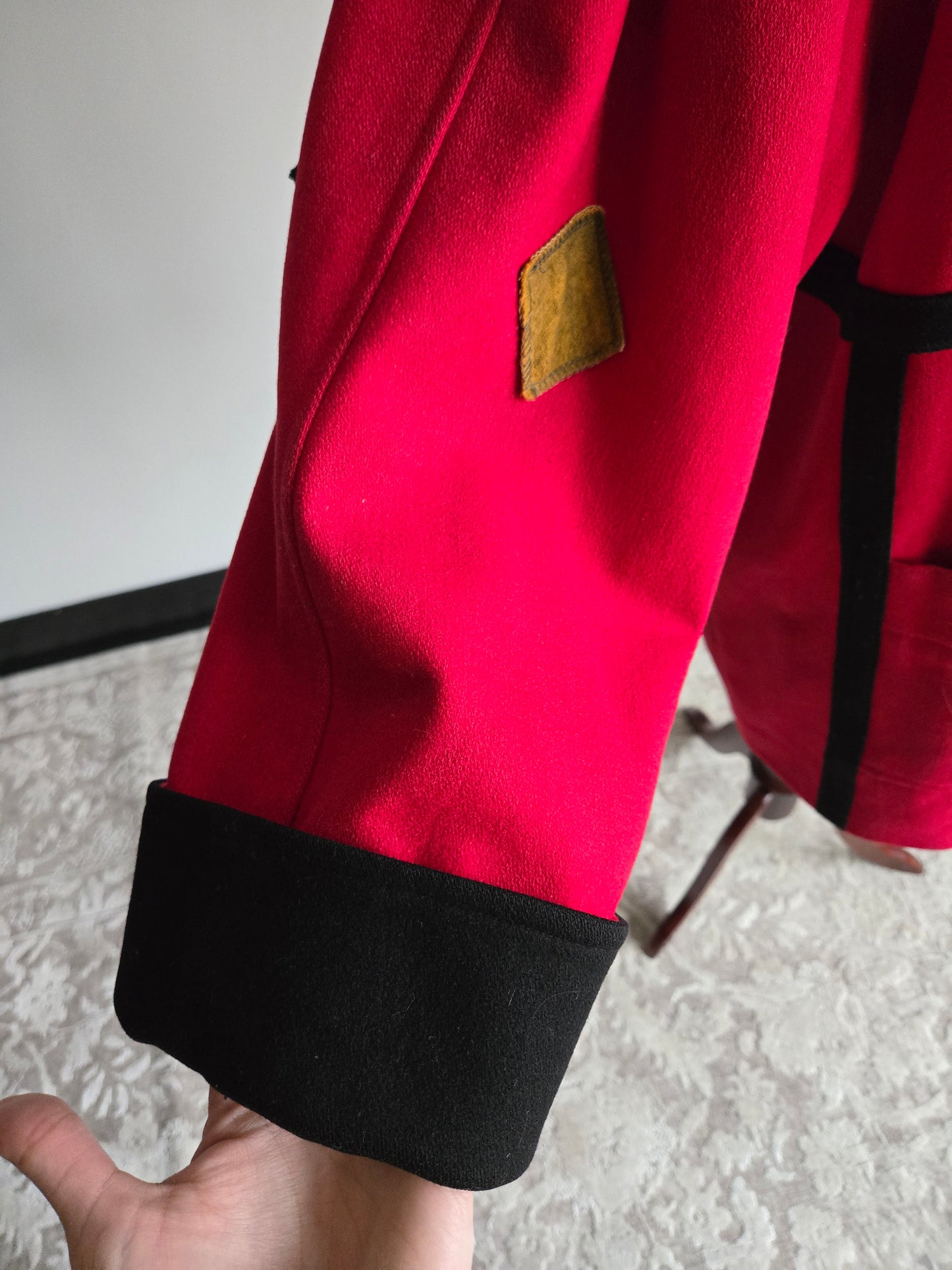 Vintage 1980s Geo Patch Wool Coat Made in Yugoslavia - 2XL