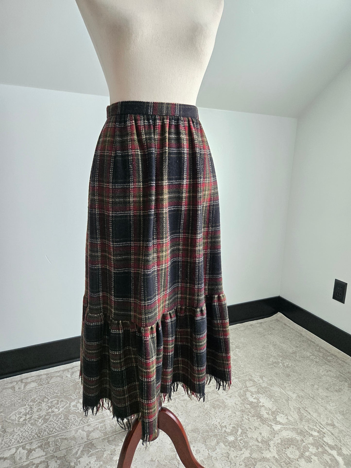 Dana Point California Vintage 80s Wool Plaid Blanket Skirt - W28"