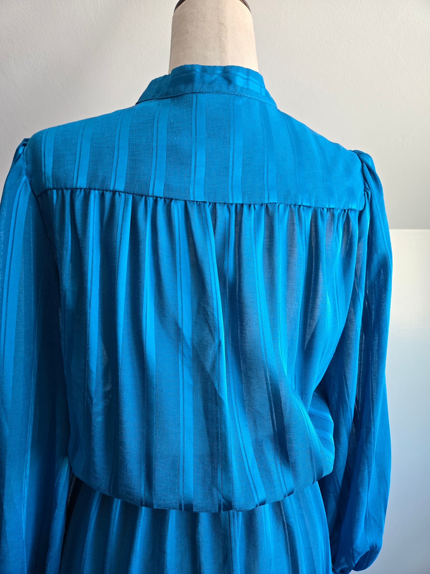 Miss Oops California Vintage 80s Blue Stripe Dress - small