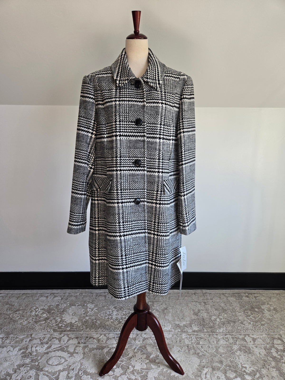 Larry Levine NWT Houndstooth Plaid Peacoat - XL