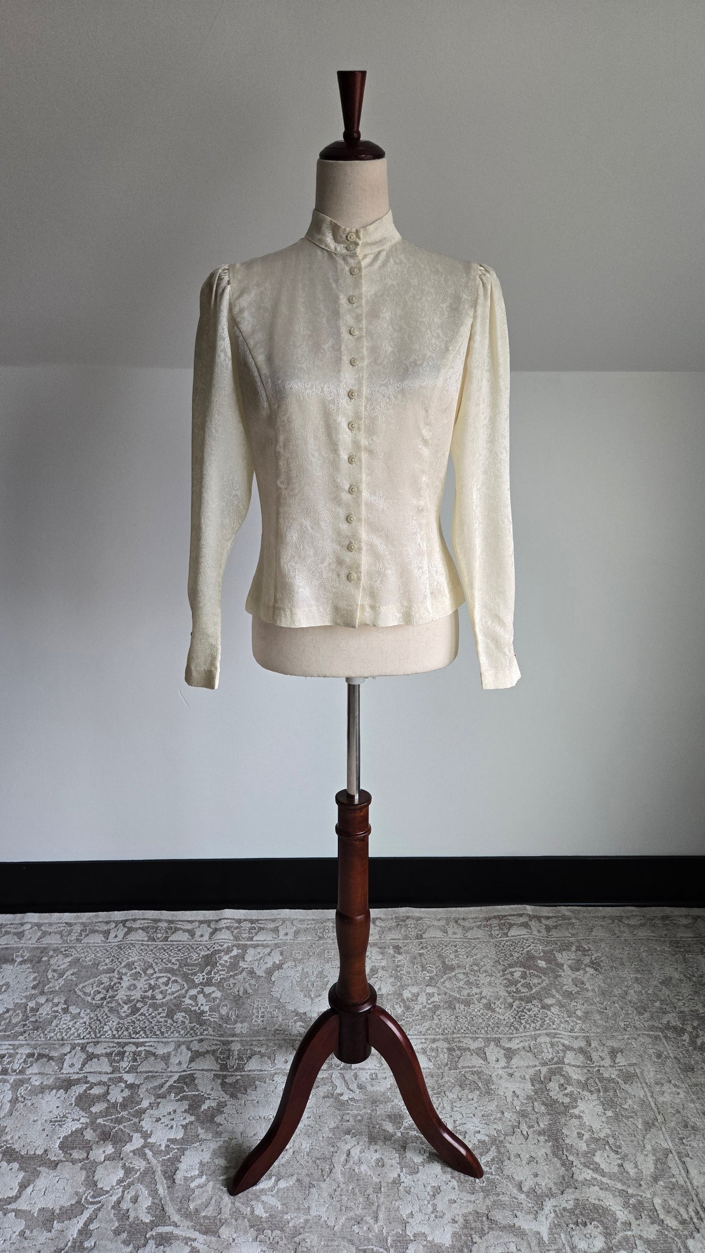 Vintage Edwardian Style Paisley Jacquard Top - Small