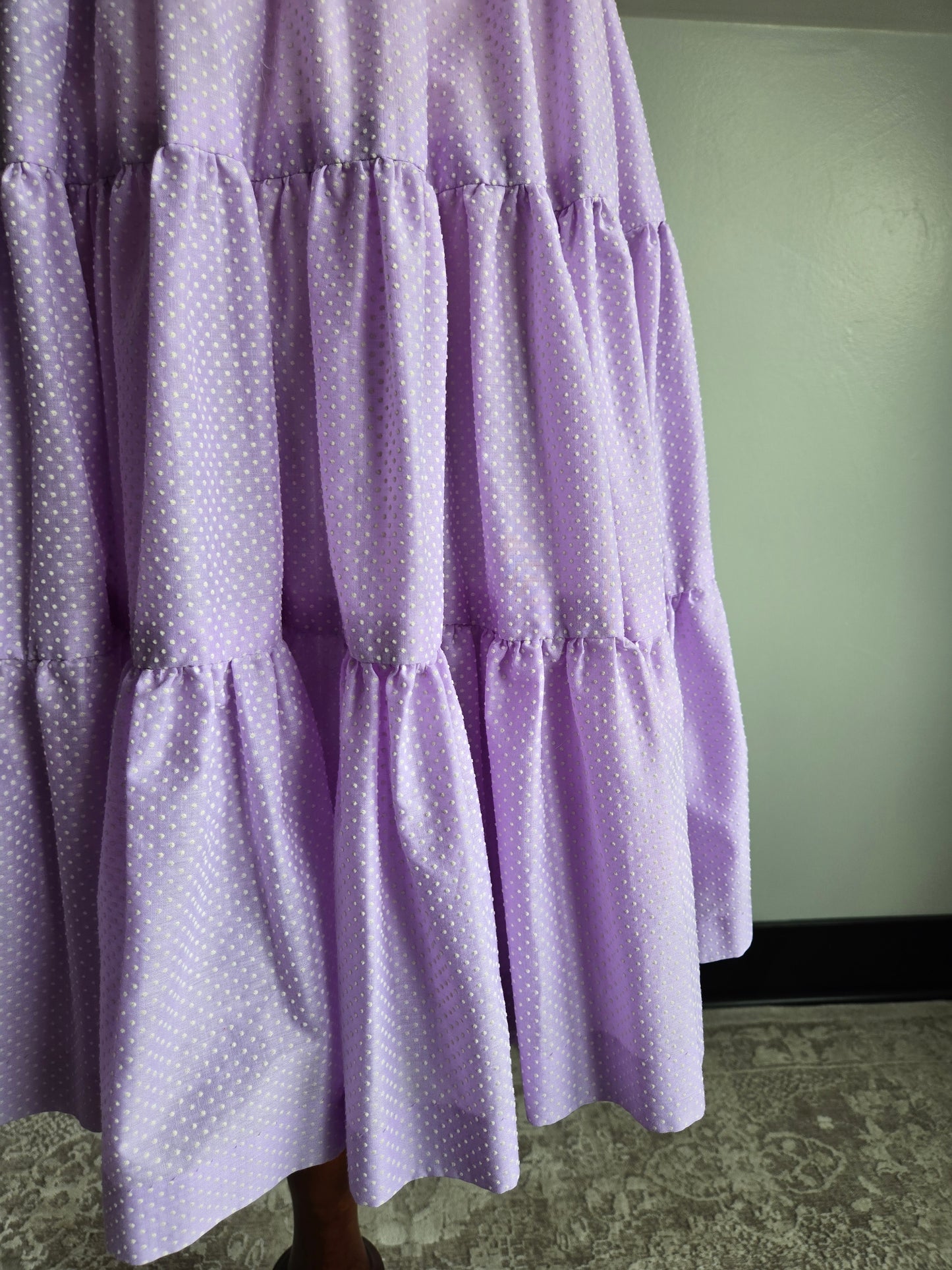 True Vintage 1950s Western Swing Dancing Dress Lavender and White - S/M