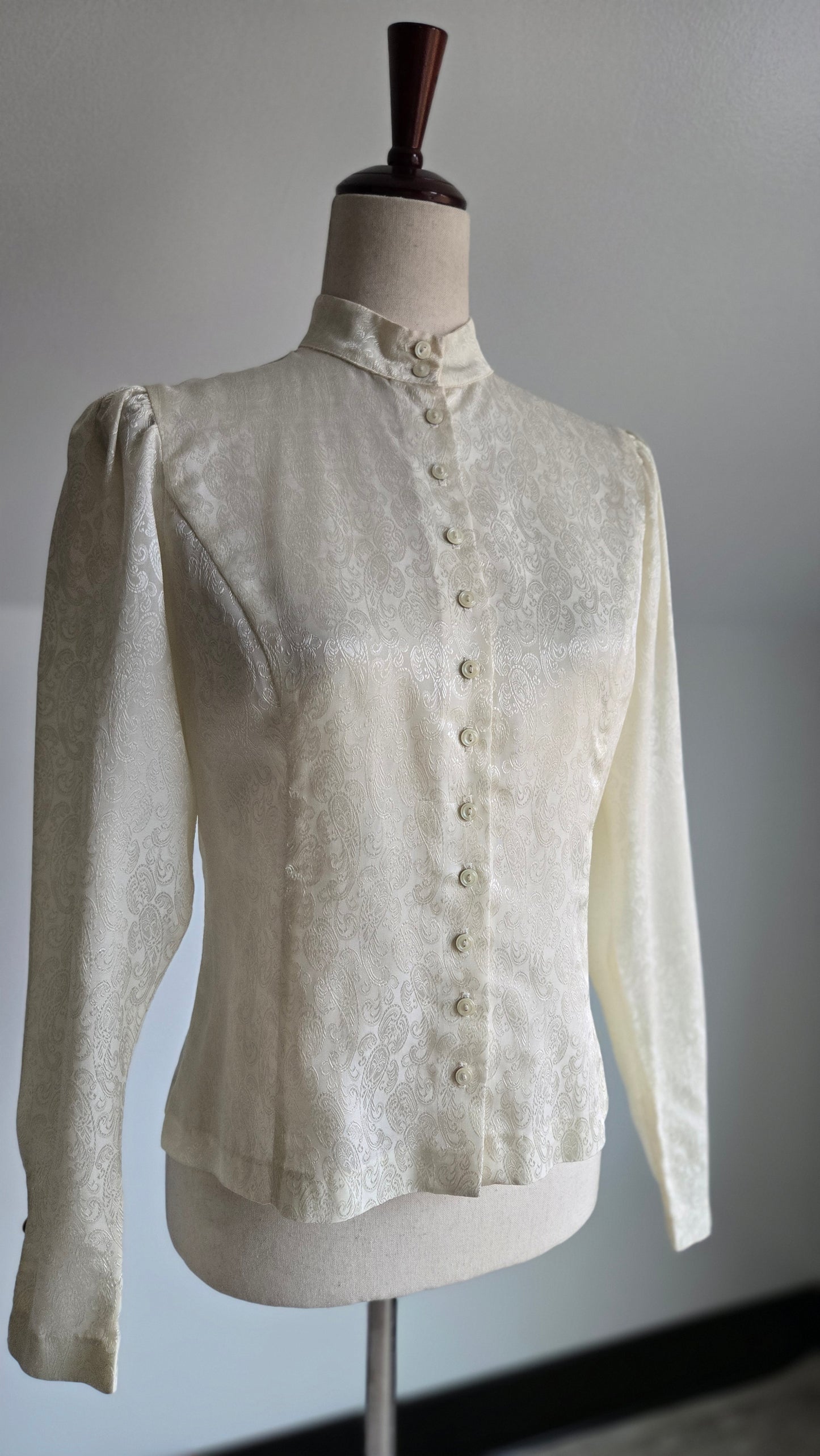 Vintage Edwardian Style Paisley Jacquard Top - Small