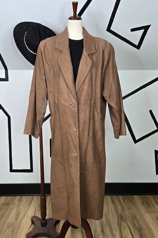 G-III Vintage Leather Suede Trench Coat with Western Liner - large